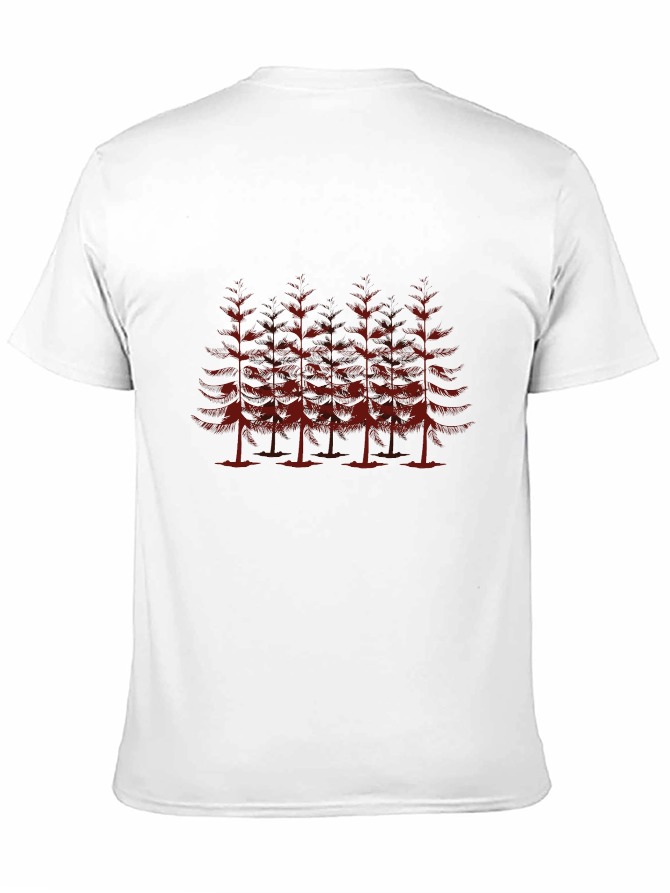 Mens Black T-Shirt with Red Pine Tree Design