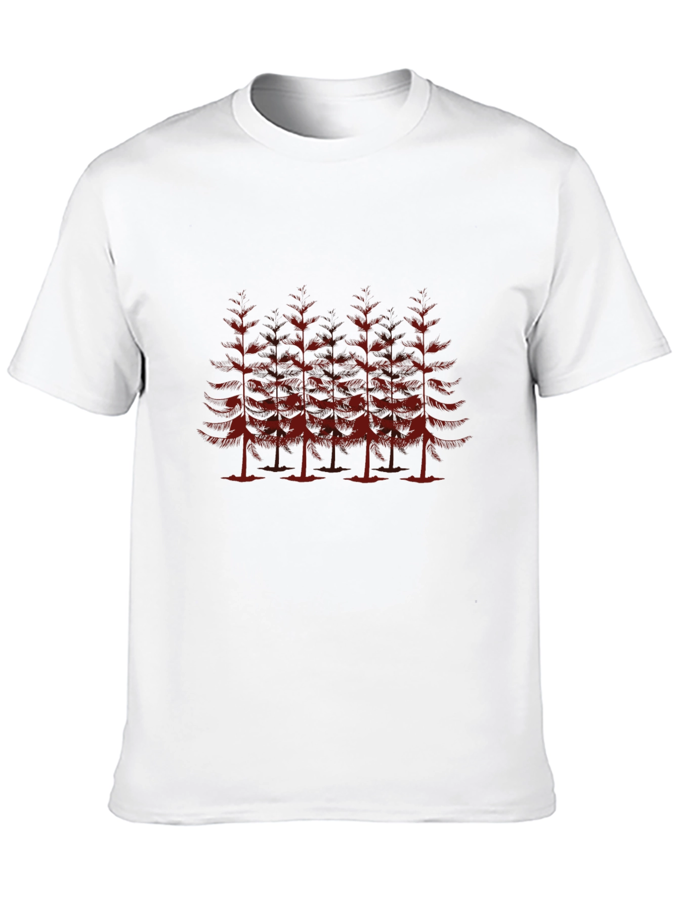 Mens Black T-Shirt with Red Pine Tree Design