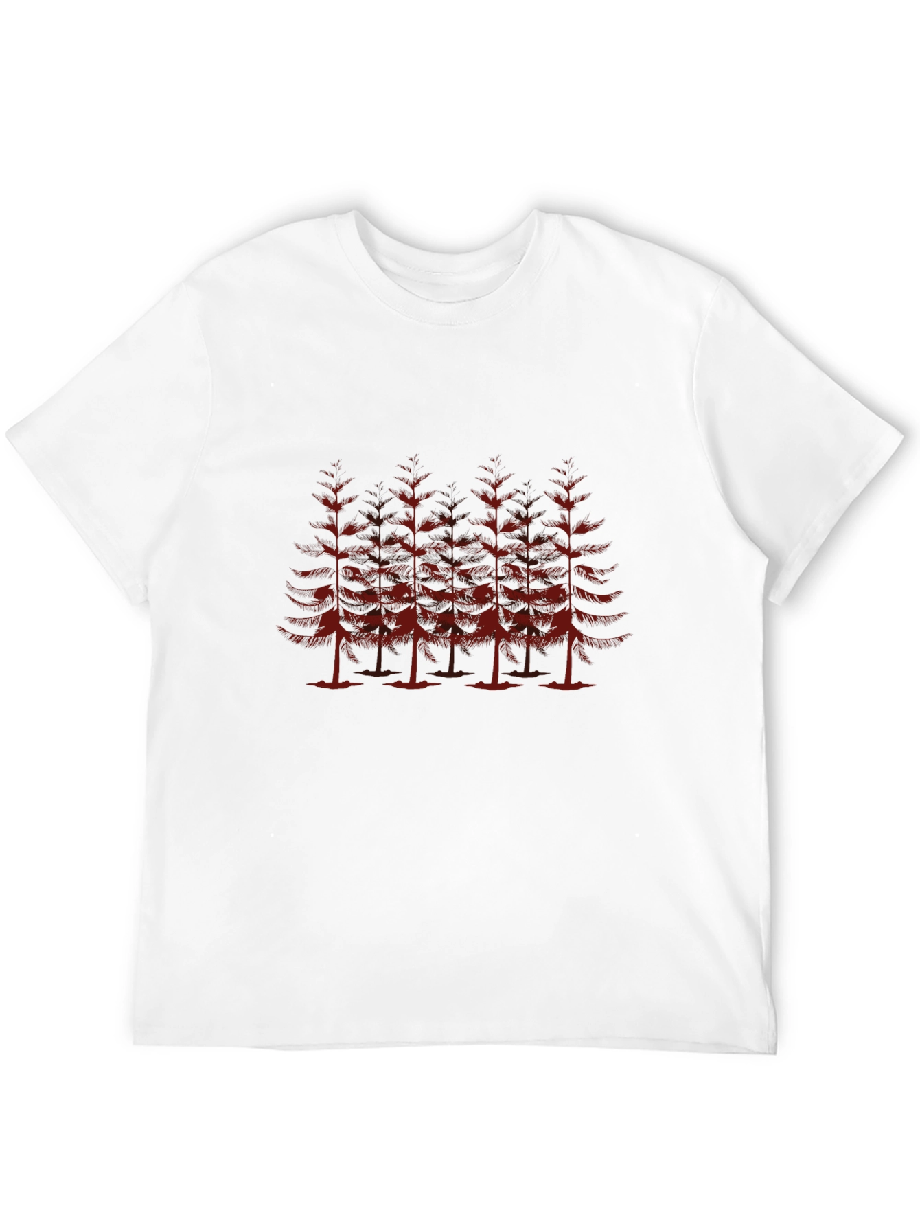 Mens Black T-Shirt with Red Pine Tree Design