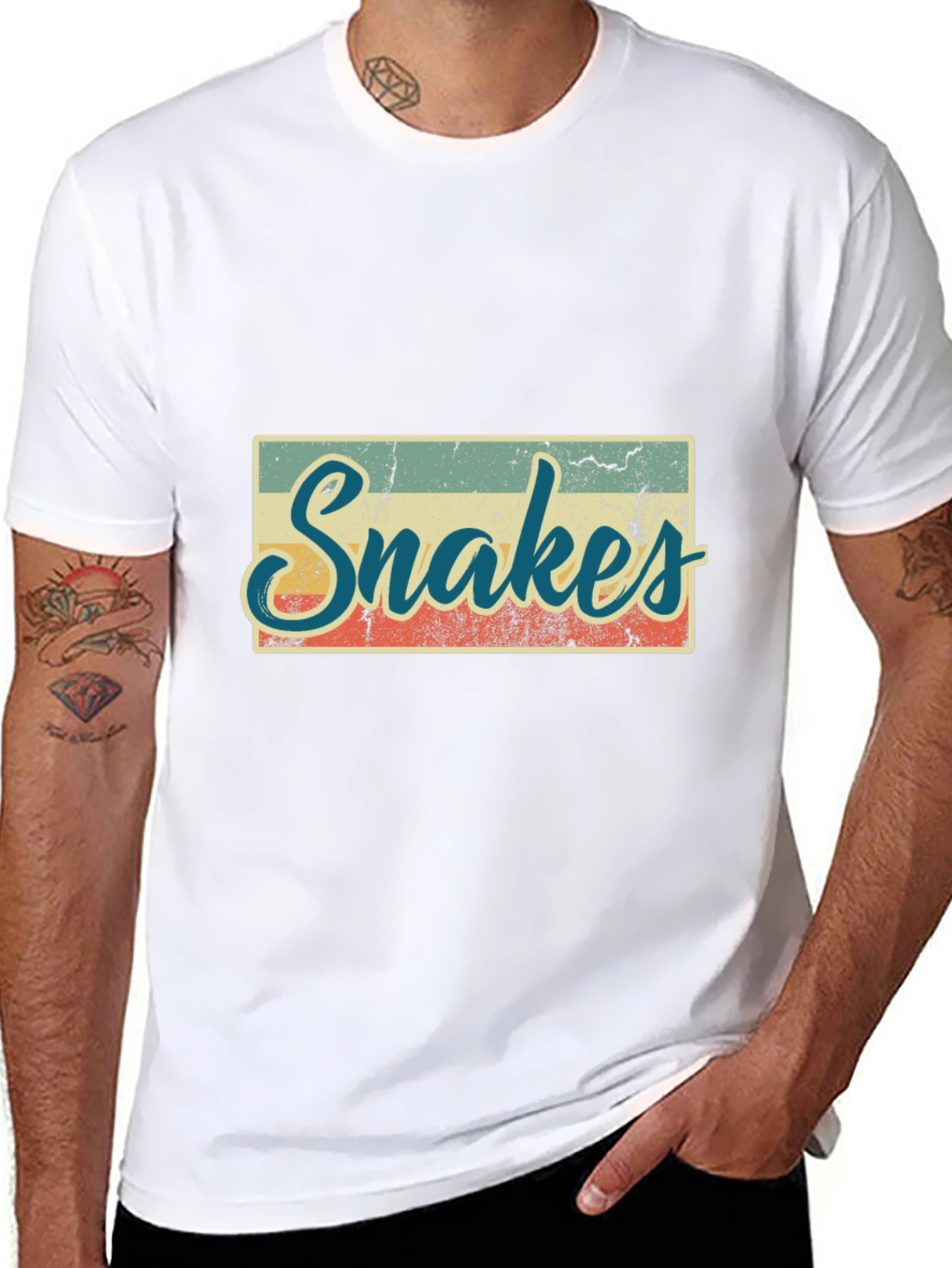Retro Snakes Graphic T-Shirt - Black