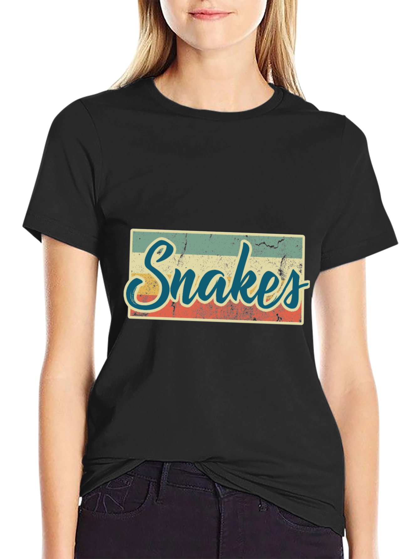 Retro Snakes Graphic T-Shirt - Black
