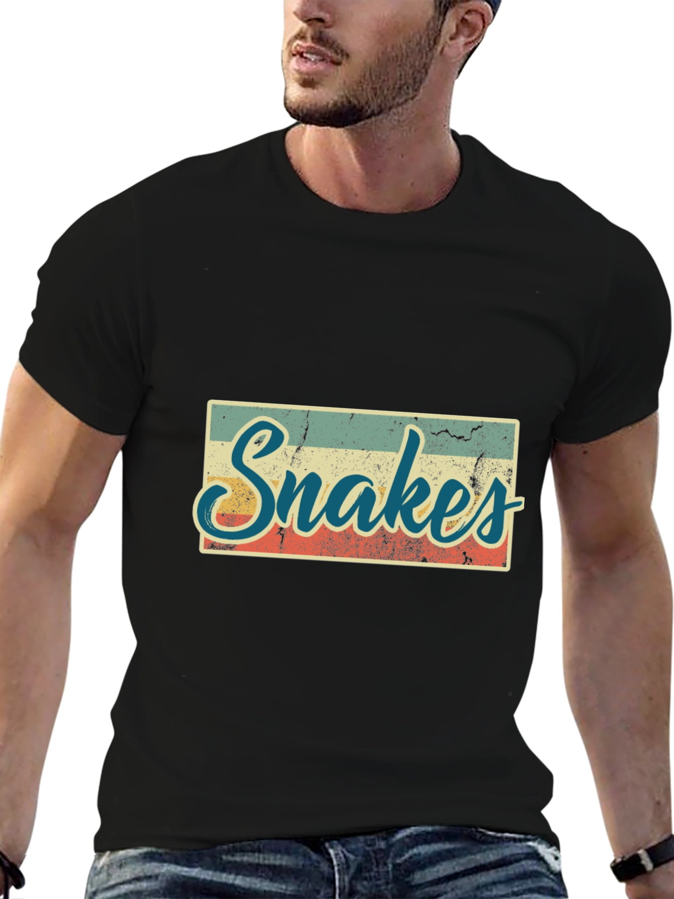 Retro Snakes Graphic T-Shirt - Black