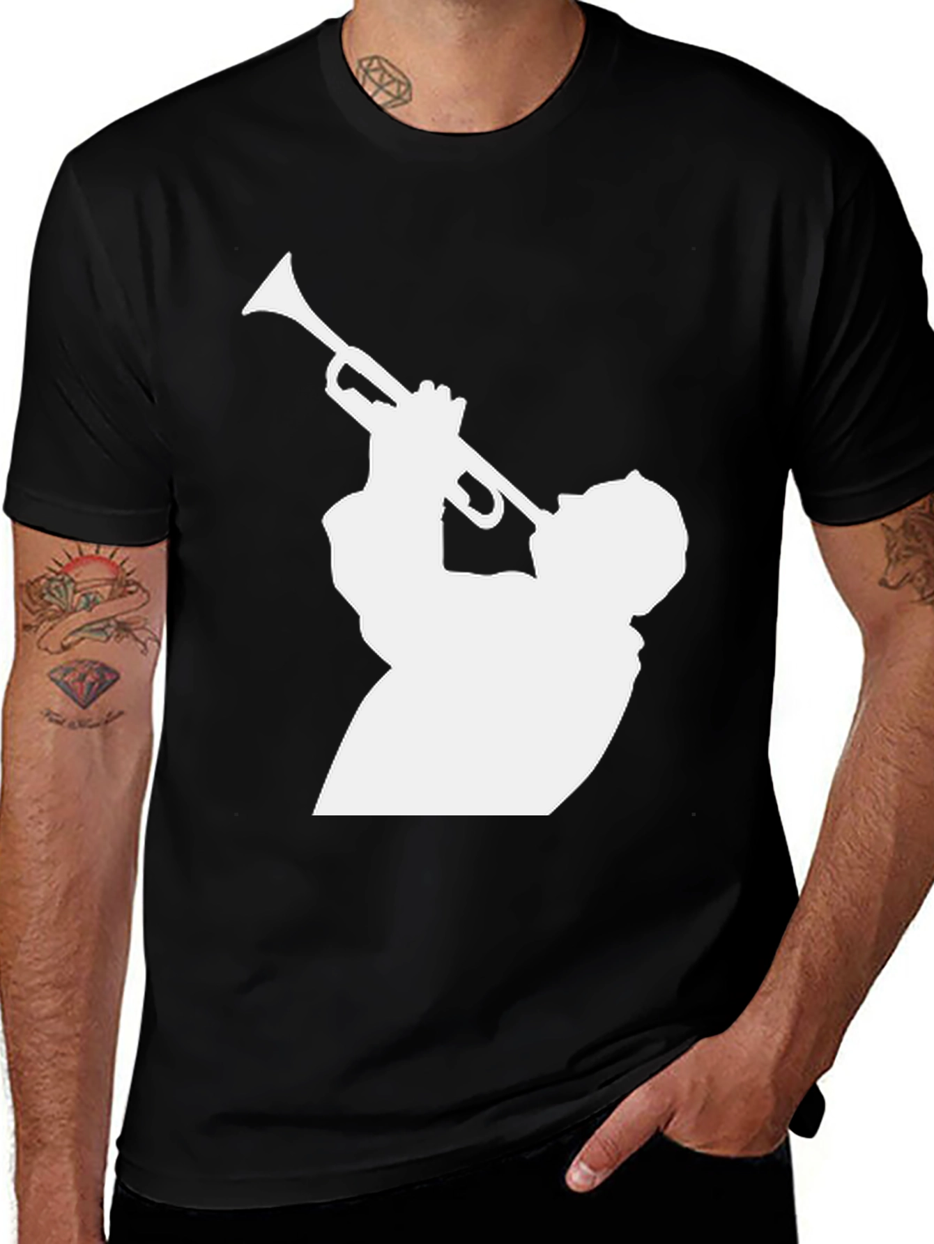 Jazz Trumpet Silhouette Black T-Shirt