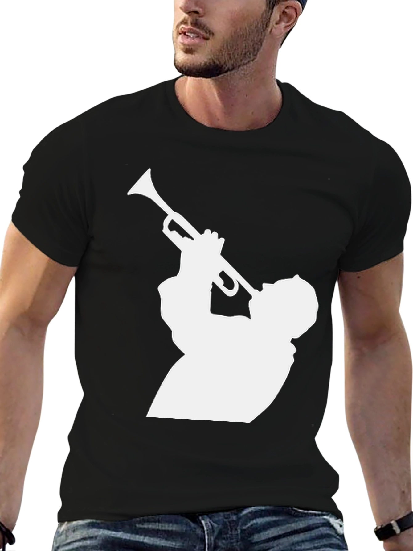 Jazz Trumpet Silhouette Black T-Shirt