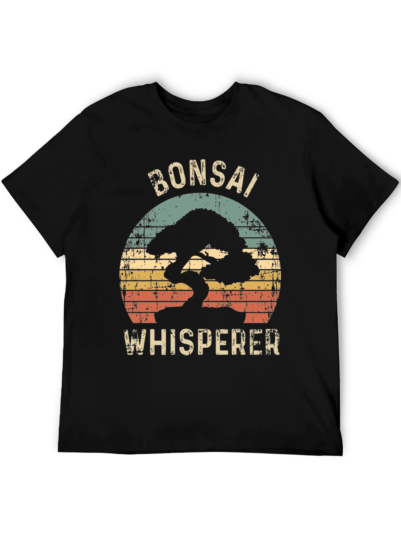 Bonsai Whisperer Graphic Tee - Retro Sunset Design