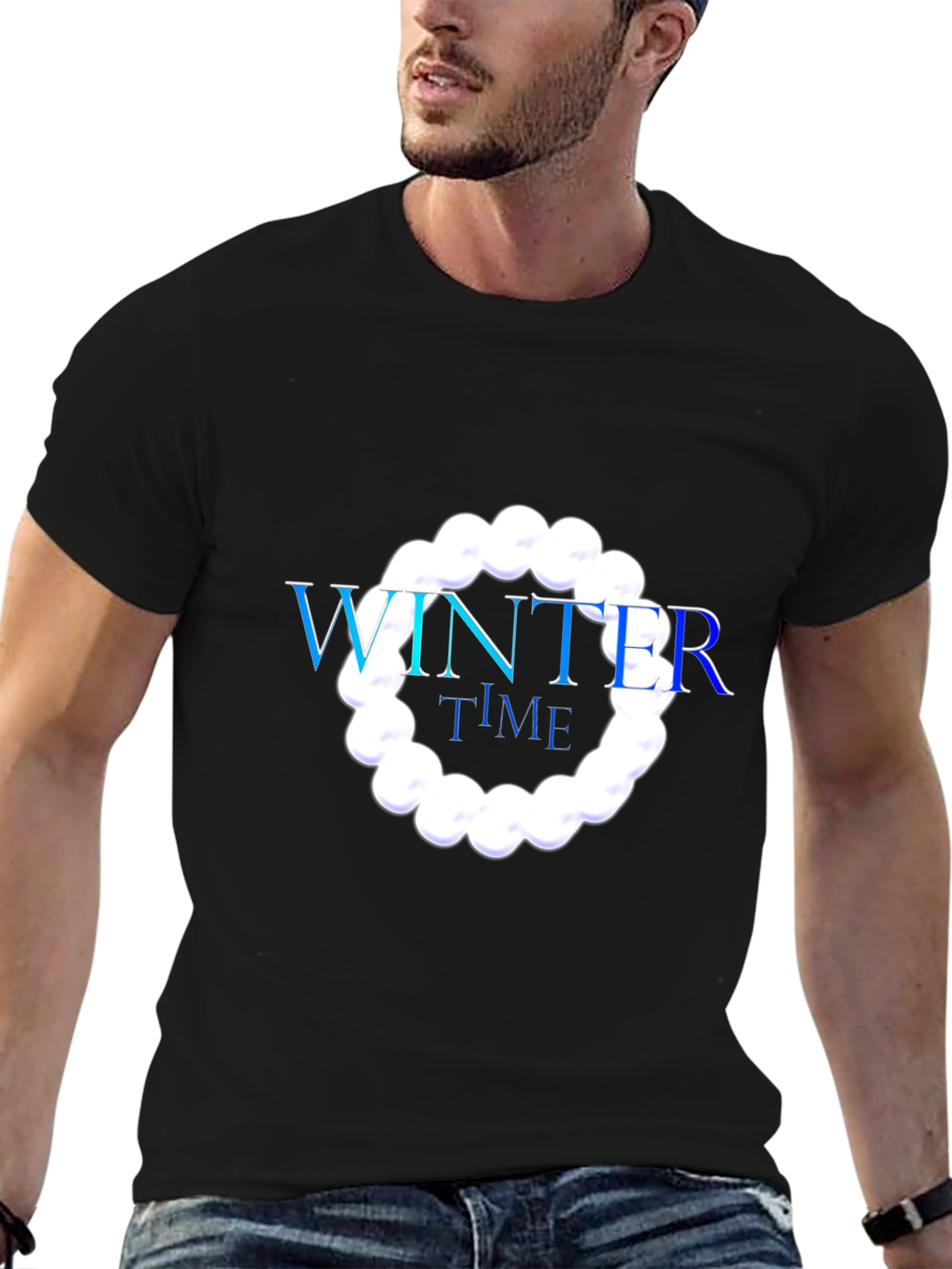 Winter Time Graphic Black T-Shirt