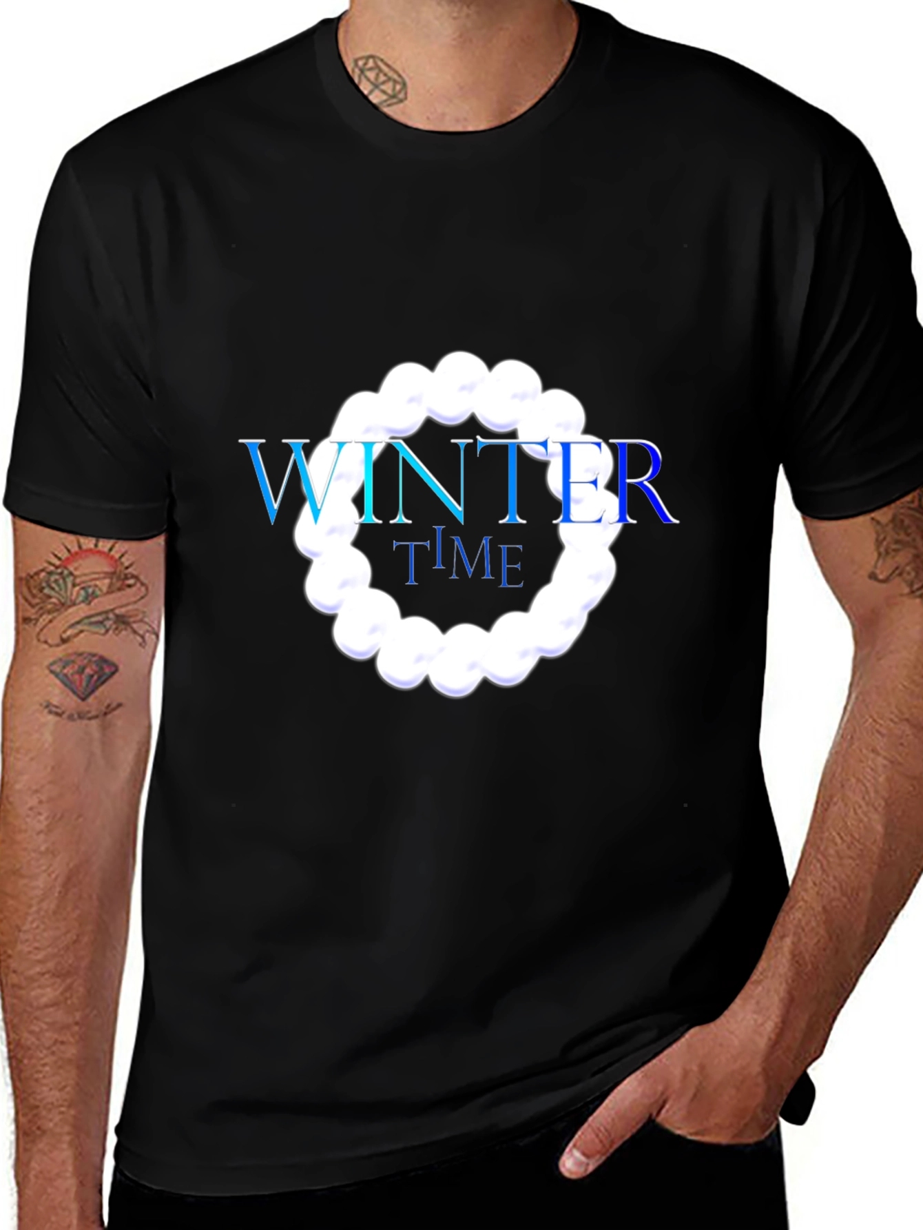 Winter Time Graphic Black T-Shirt