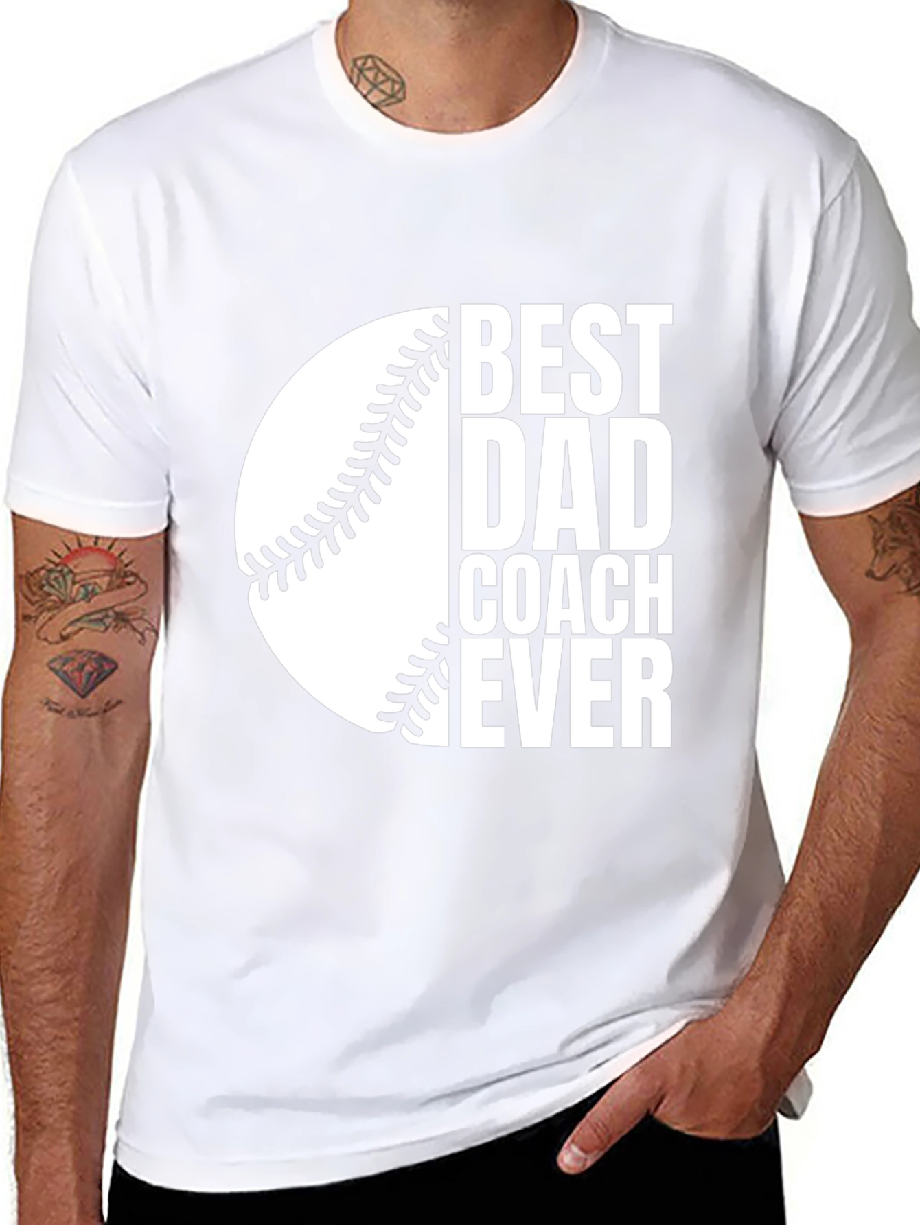 Best Dad Coach Ever T-Shirt - Baseball Design
