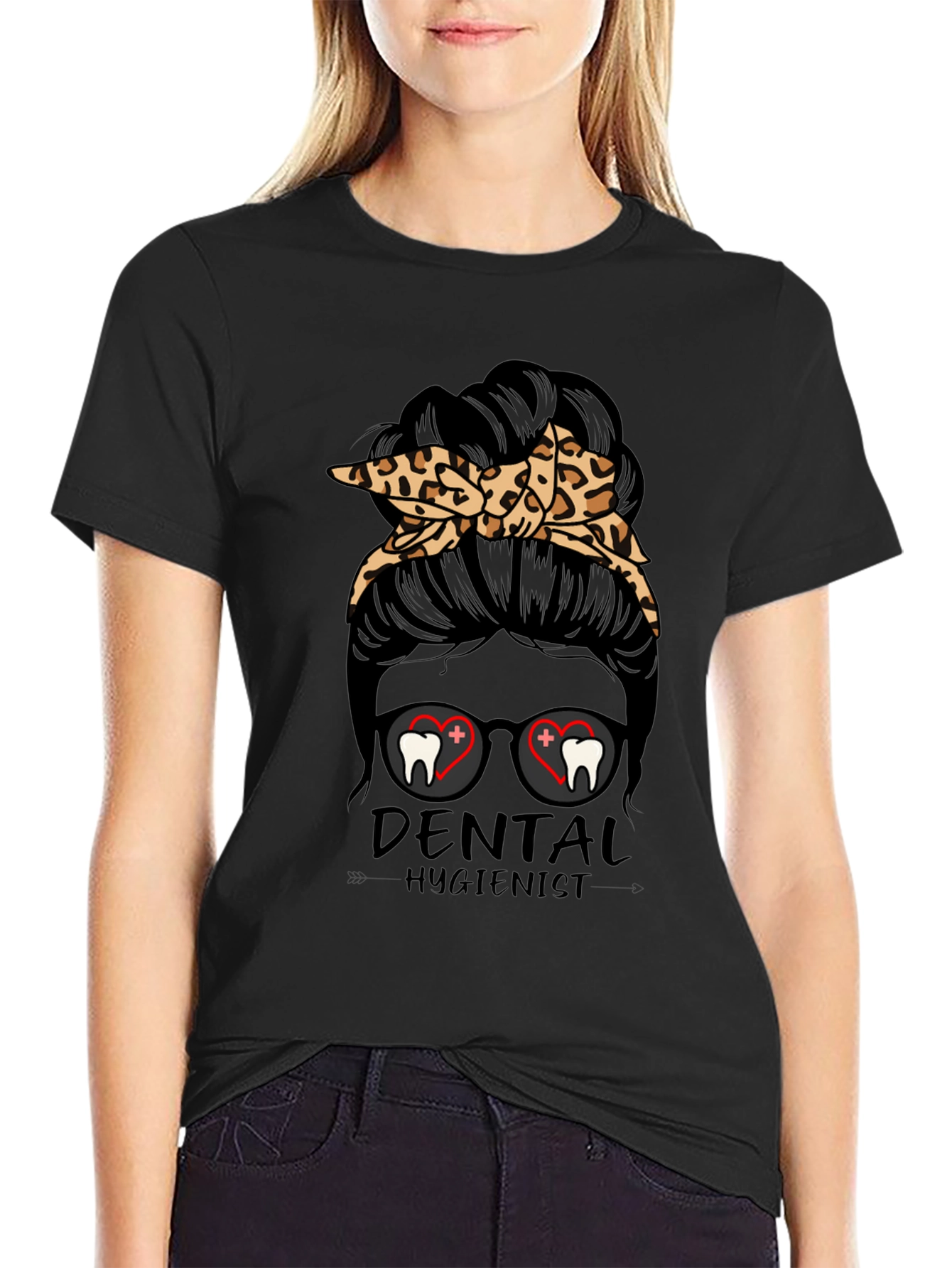 Dental Hygienist Messy Bun T-Shirt