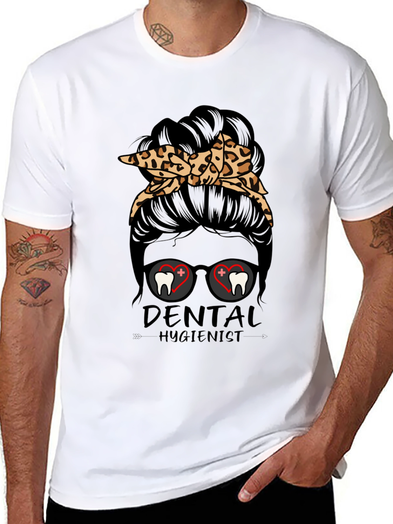 Dental Hygienist Messy Bun T-Shirt