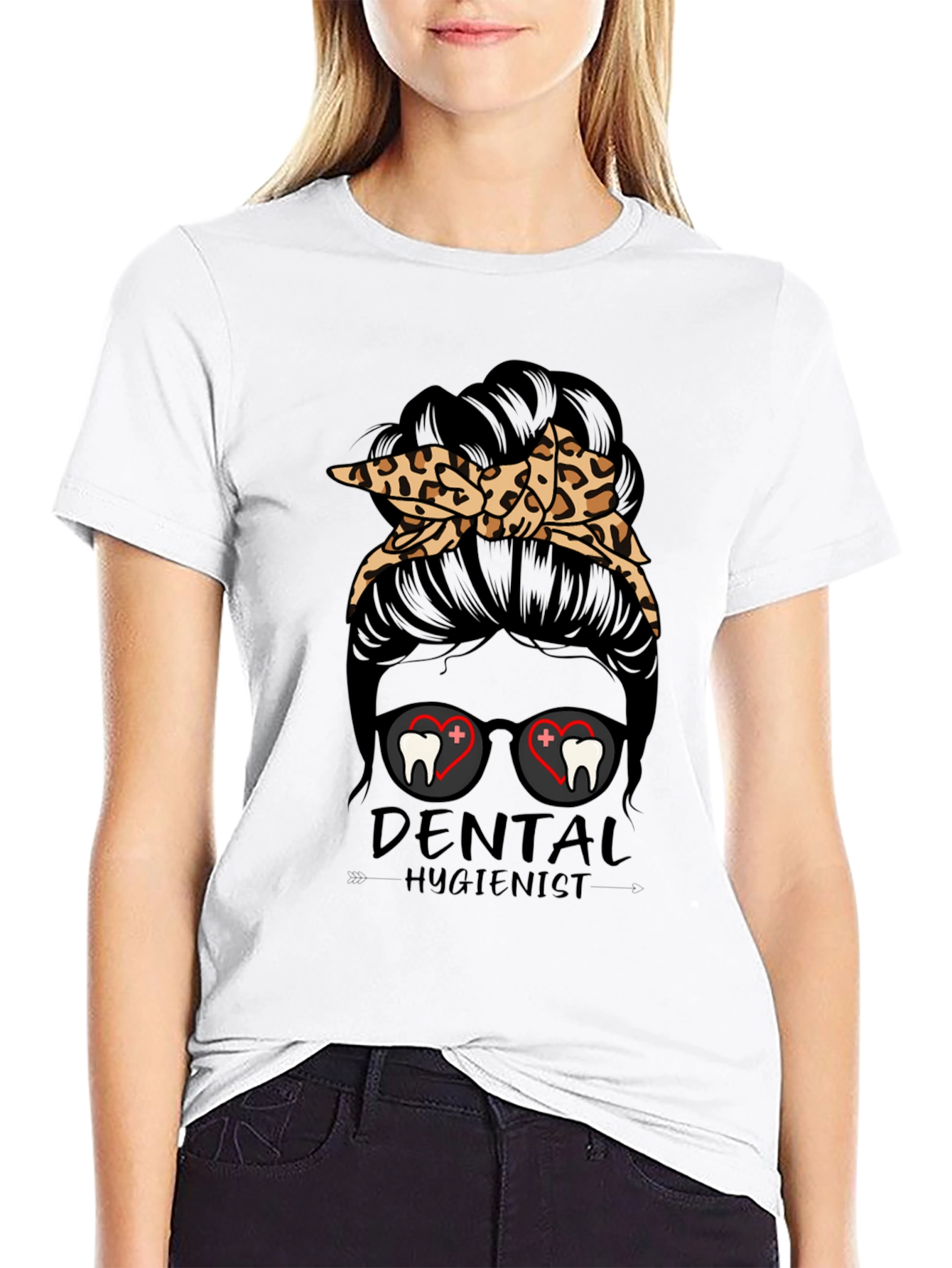 Dental Hygienist Messy Bun T-Shirt