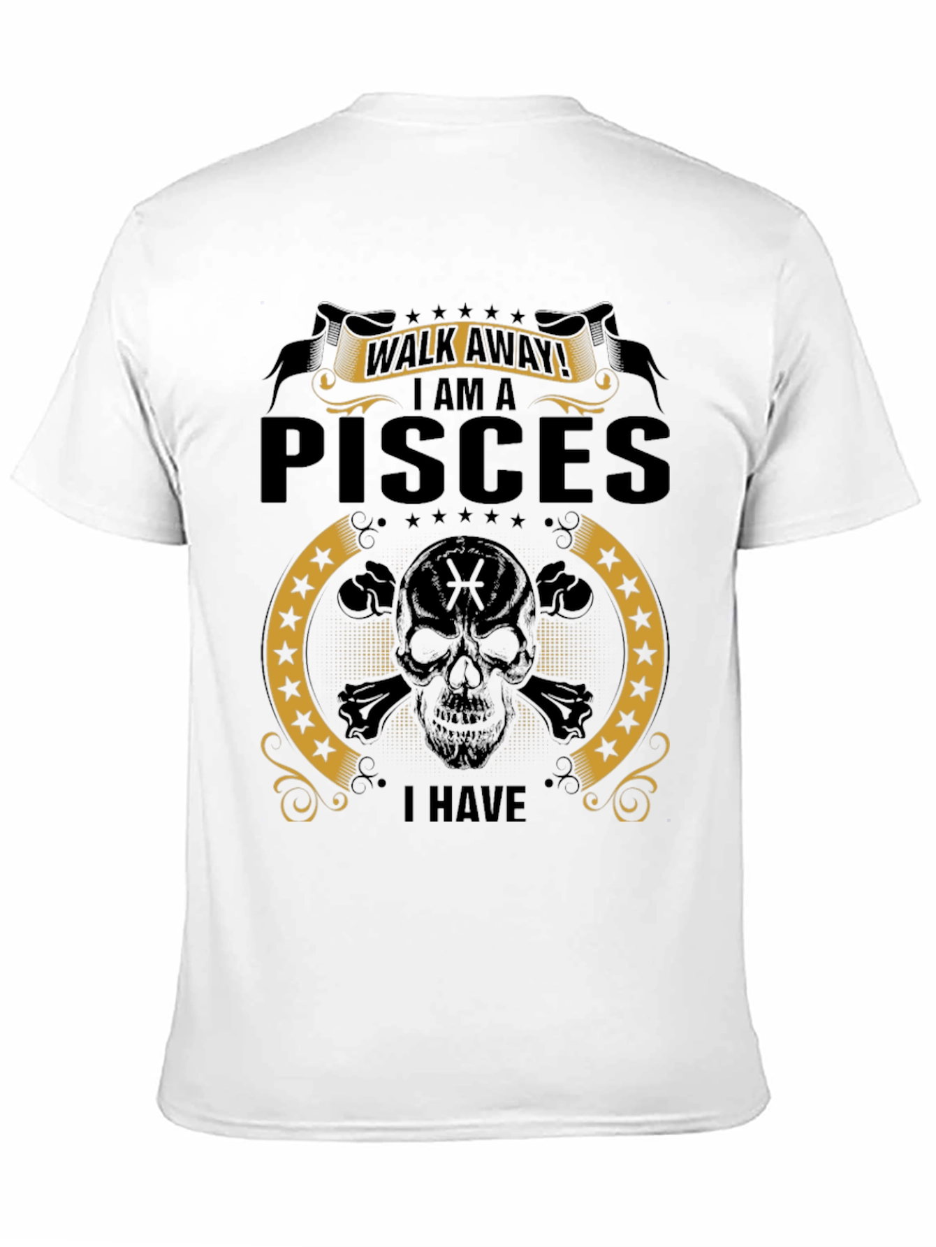 Pisces Skull T-Shirt - Walk Away Funny Zodiac Tee