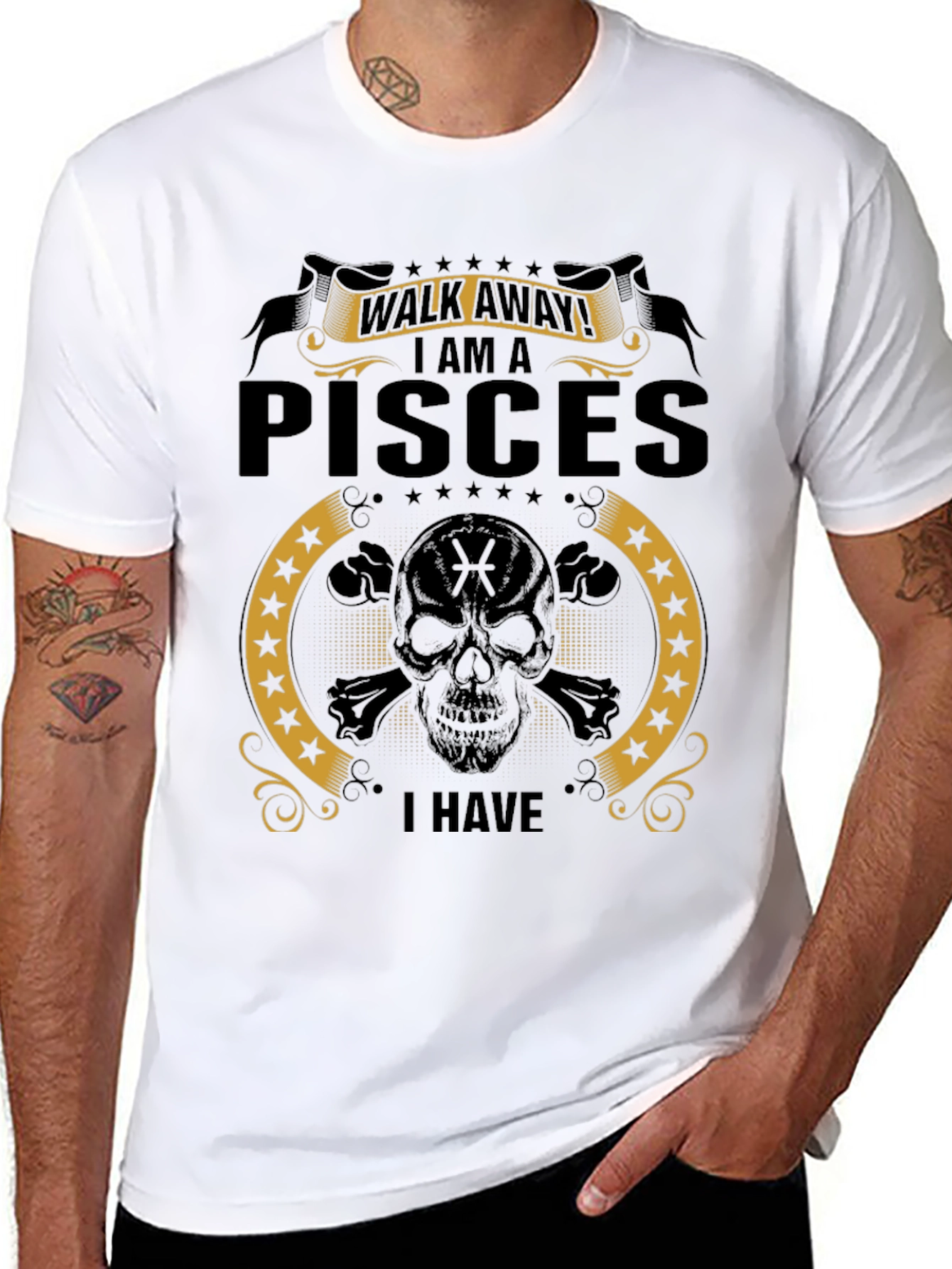 Pisces Skull T-Shirt - Walk Away Funny Zodiac Tee