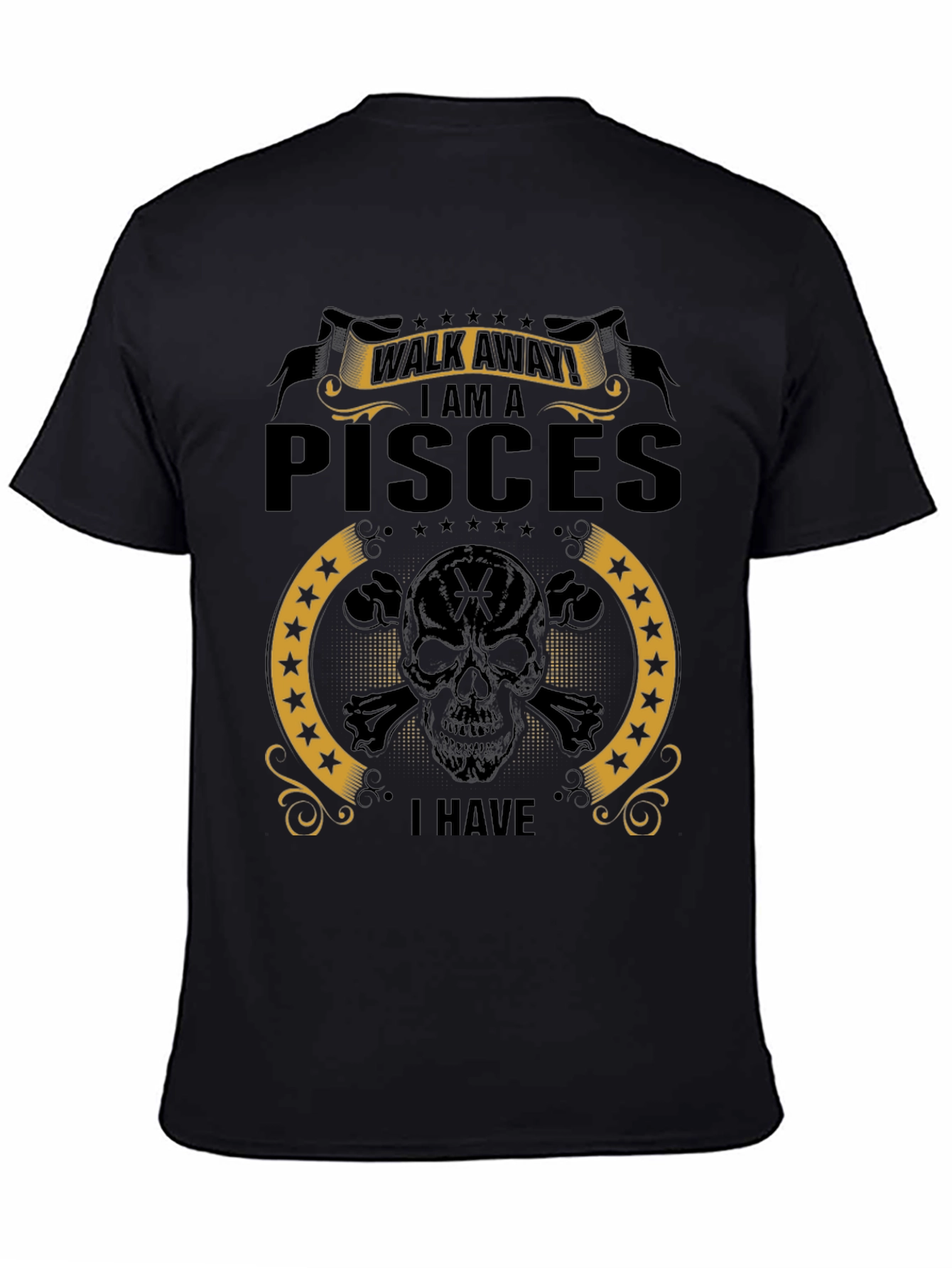 Pisces Skull T-Shirt - Walk Away Funny Zodiac Tee
