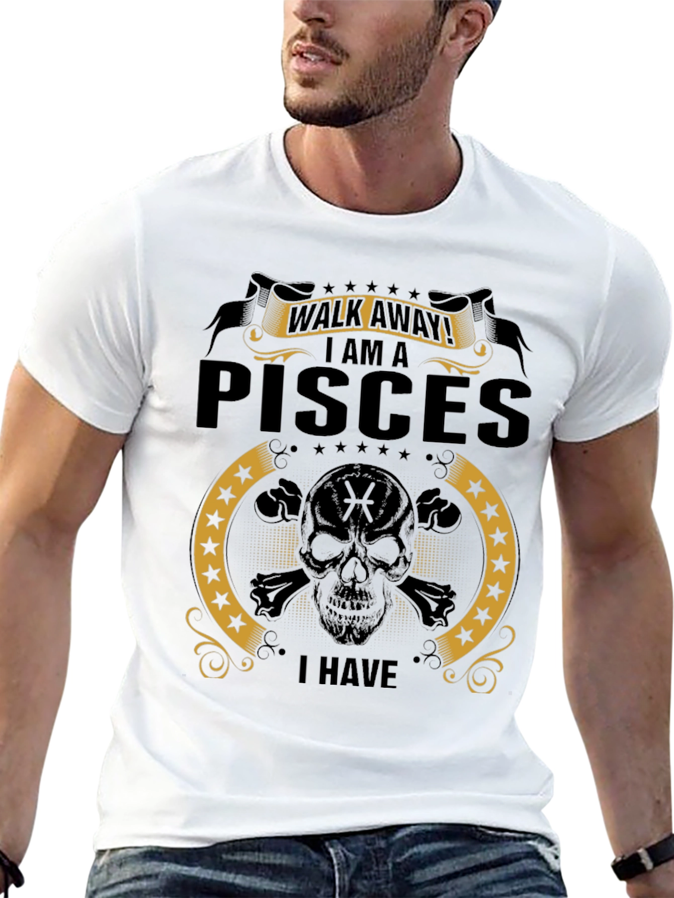 Pisces Skull T-Shirt - Walk Away Funny Zodiac Tee