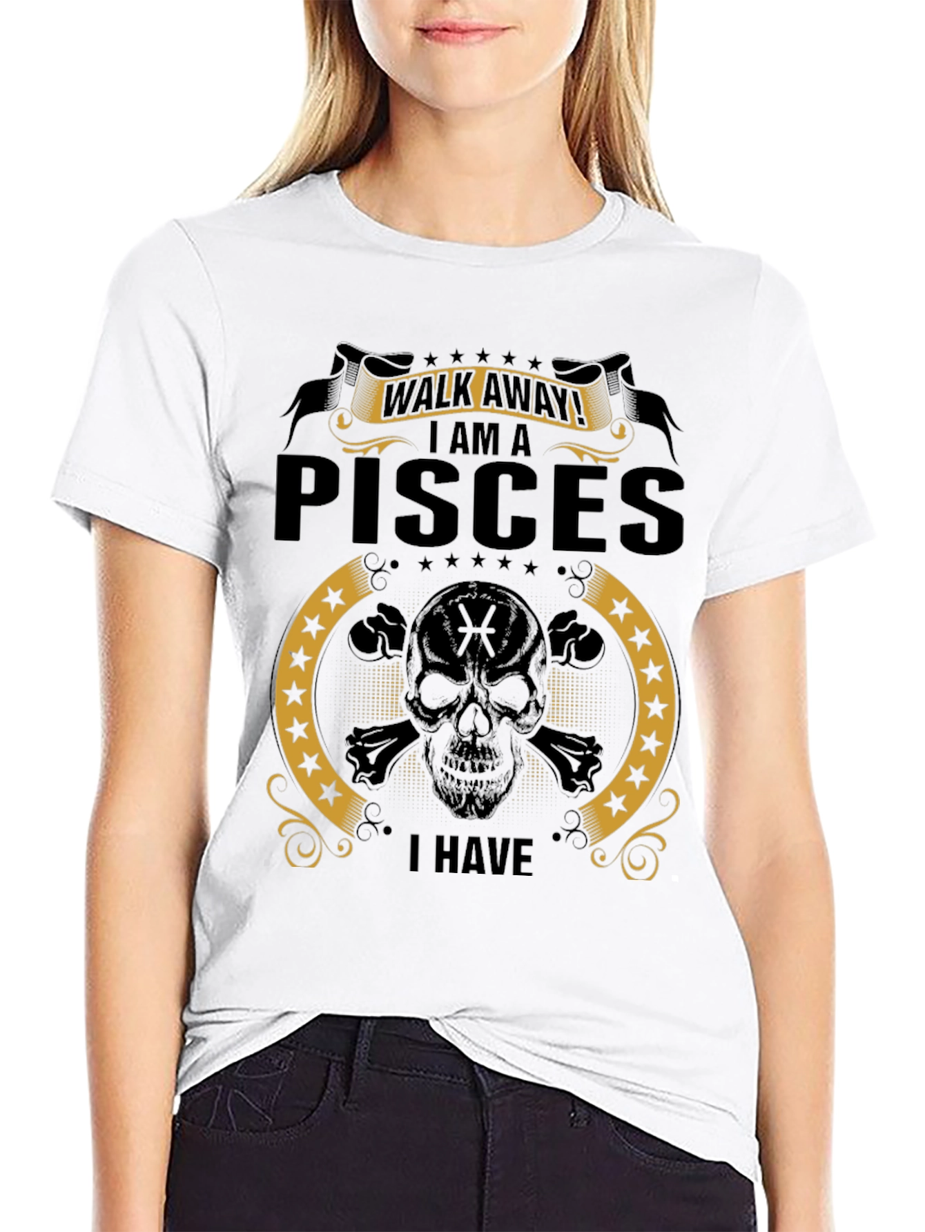 Pisces Skull T-Shirt - Walk Away Funny Zodiac Tee