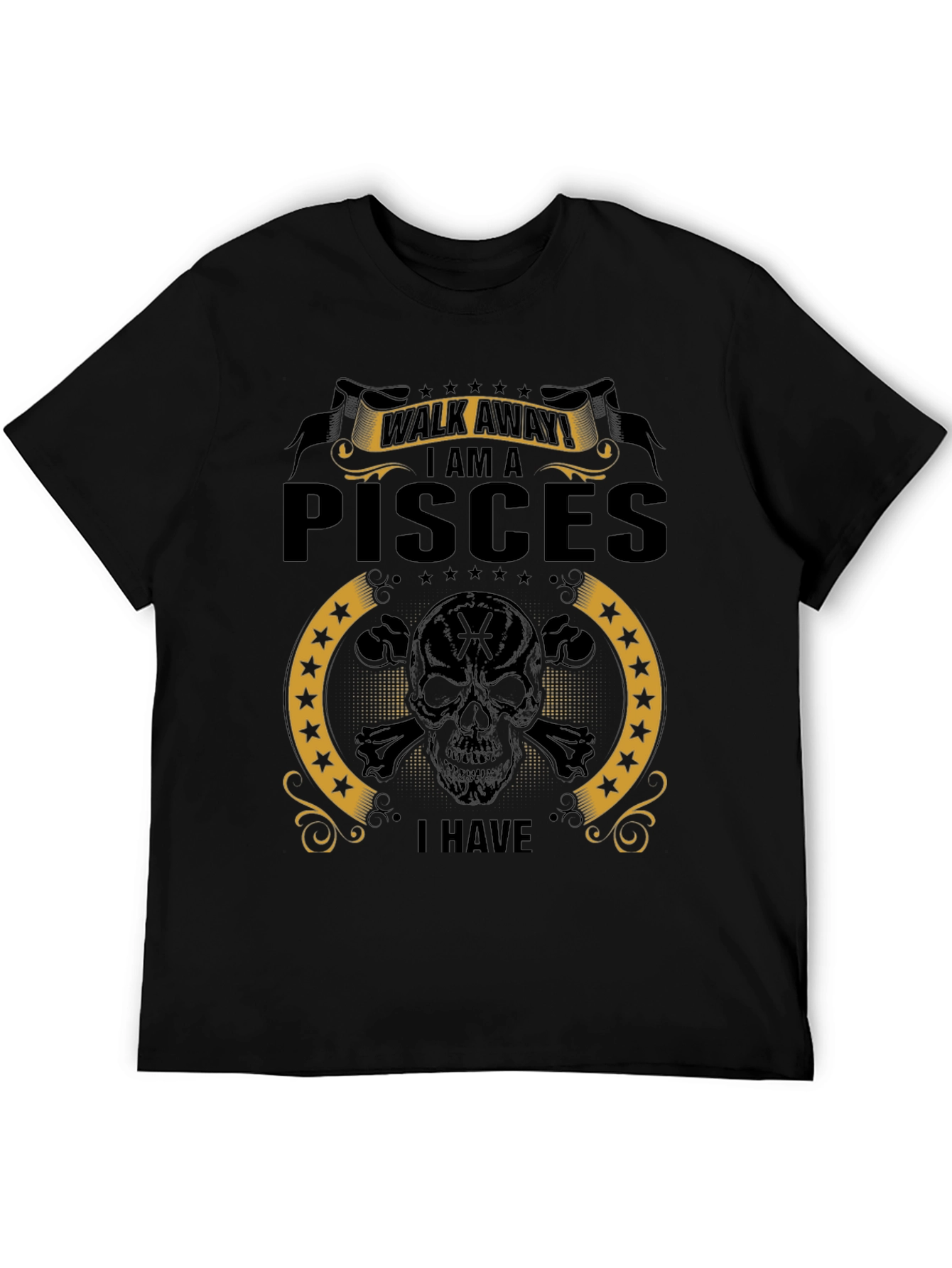 Pisces Skull T-Shirt - Walk Away Funny Zodiac Tee