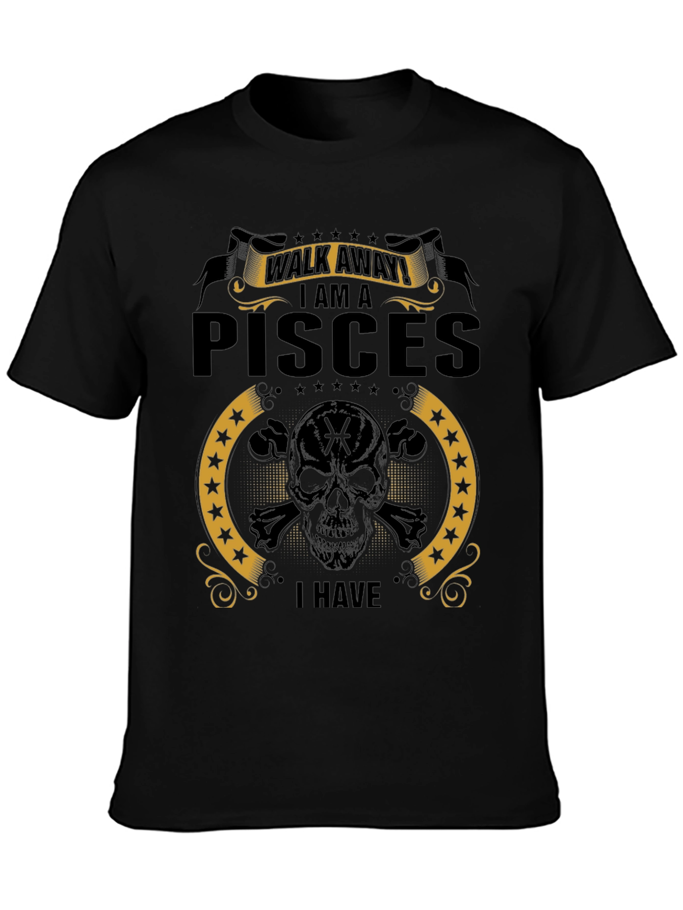 Pisces Skull T-Shirt - Walk Away Funny Zodiac Tee