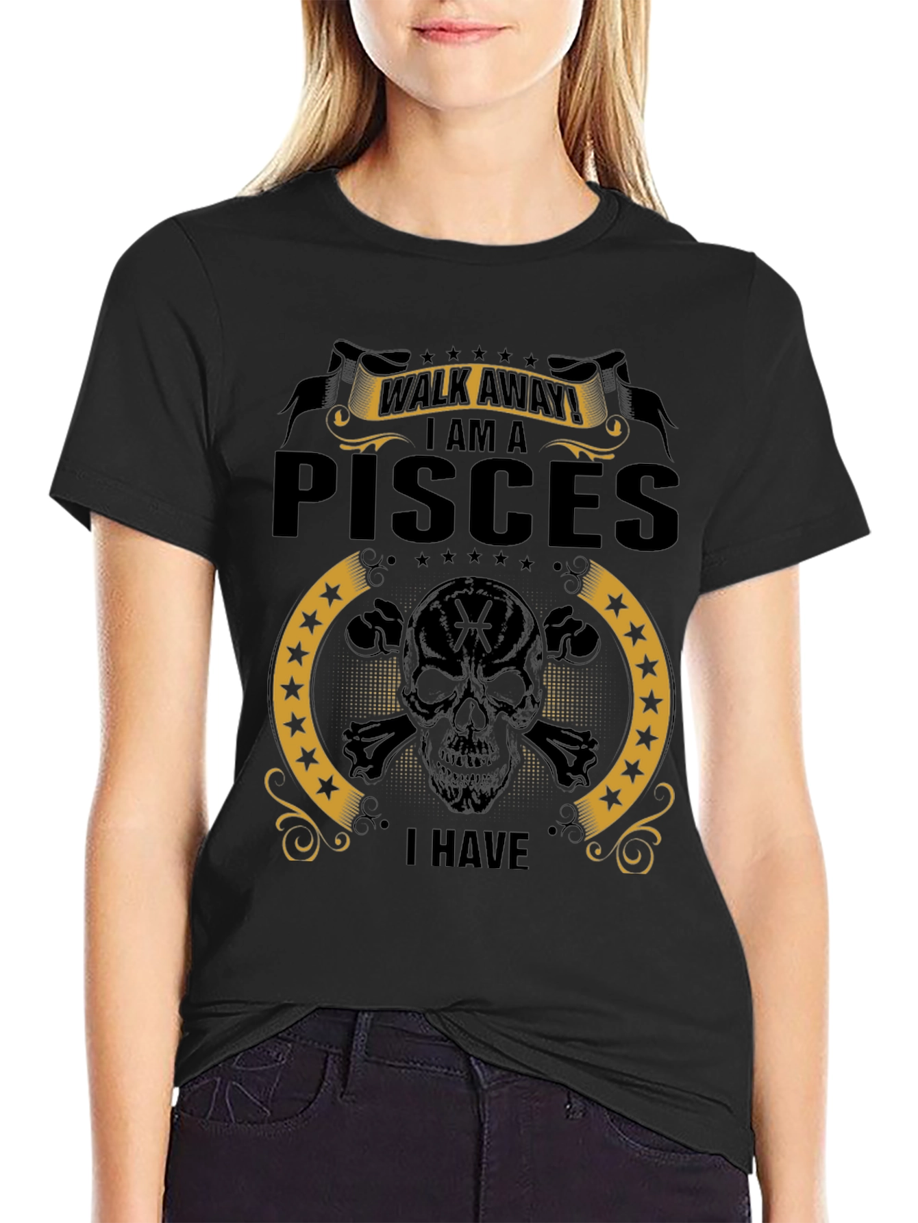 Pisces Skull T-Shirt - Walk Away Funny Zodiac Tee