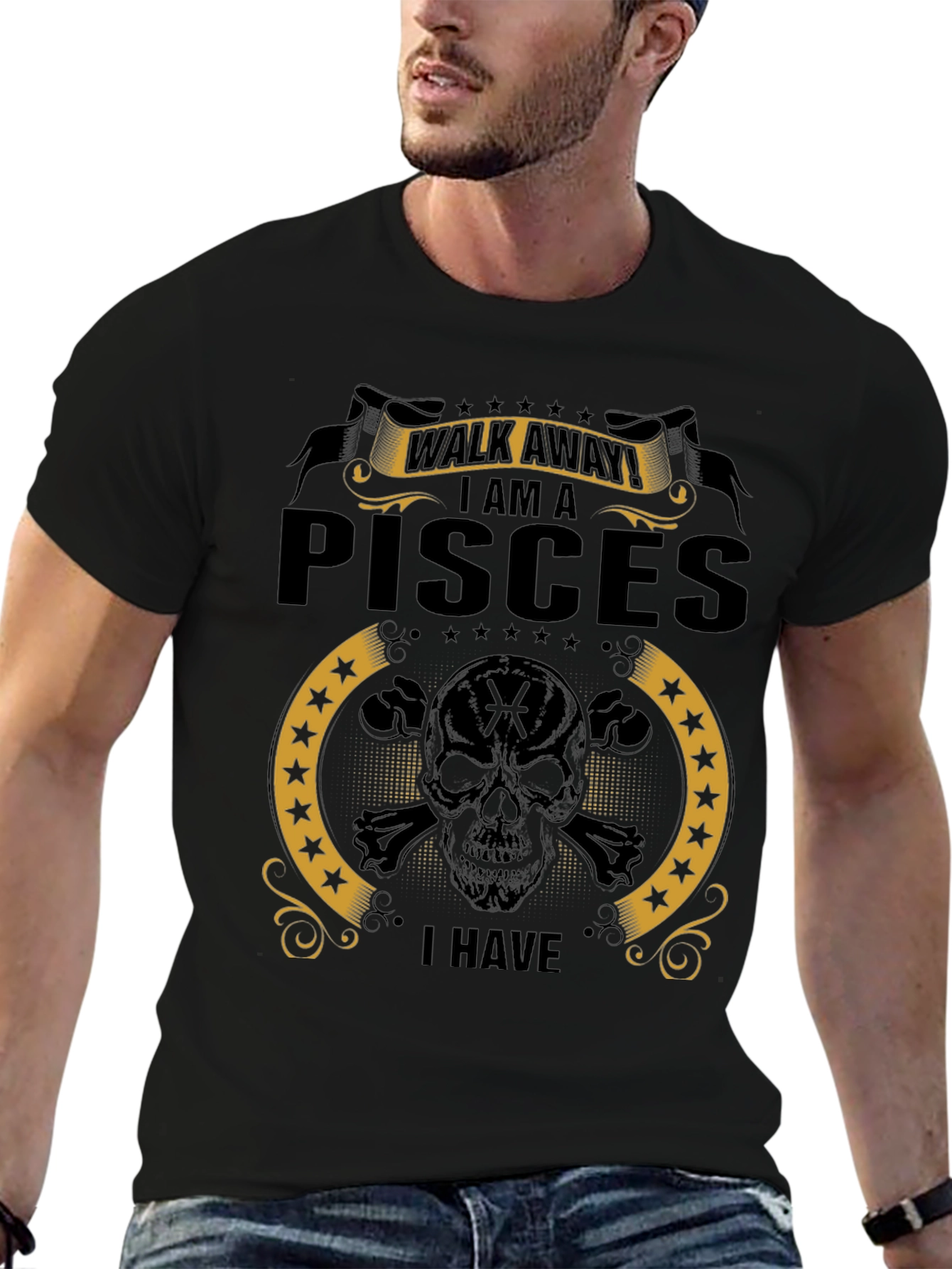 Pisces Skull T-Shirt - Walk Away Funny Zodiac Tee