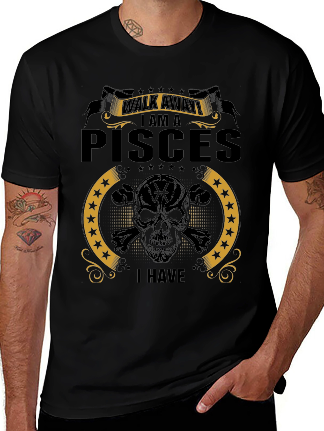 Pisces Skull T-Shirt - Walk Away Funny Zodiac Tee