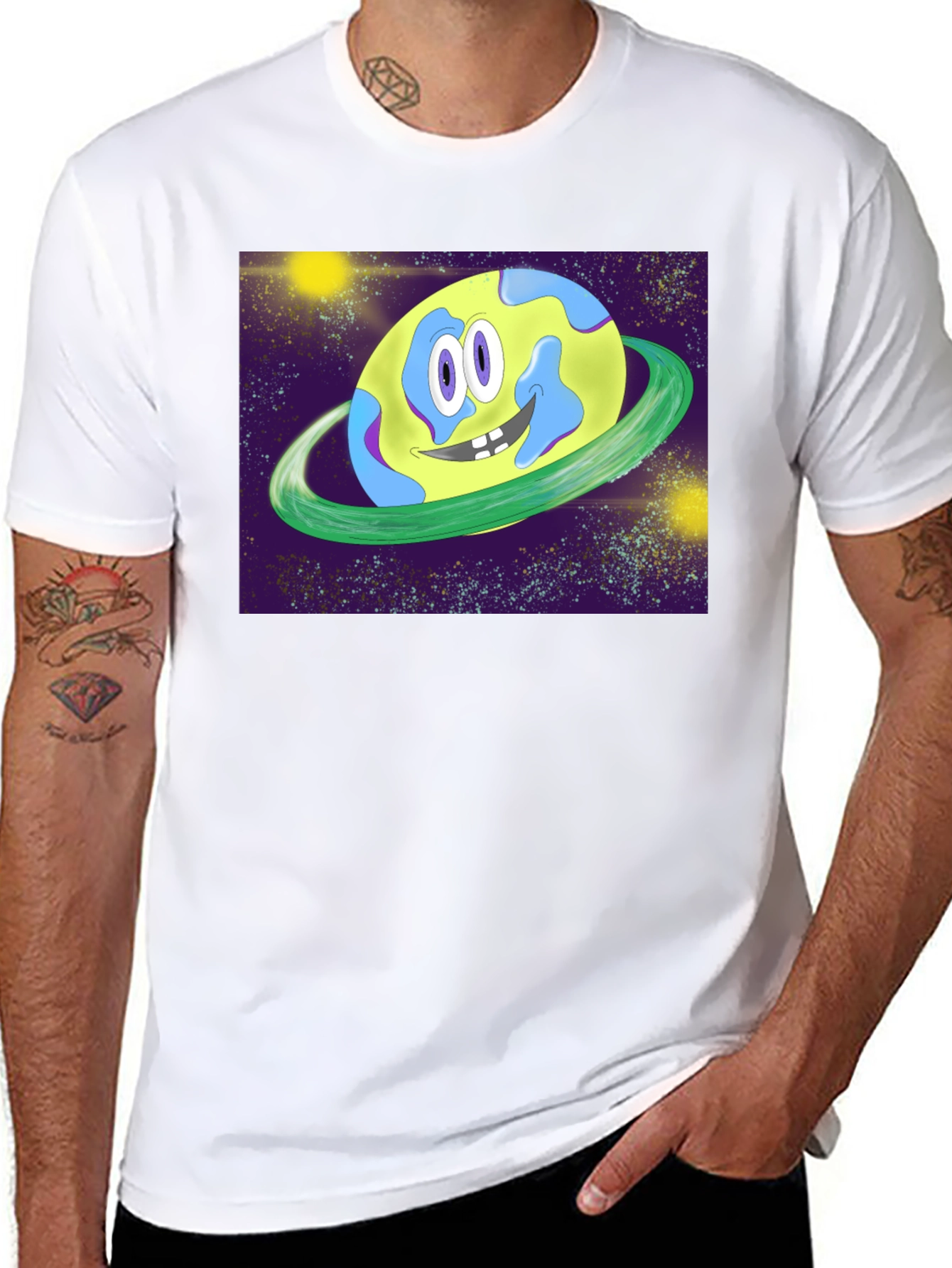 Cartoon Planet Graphic T-Shirt