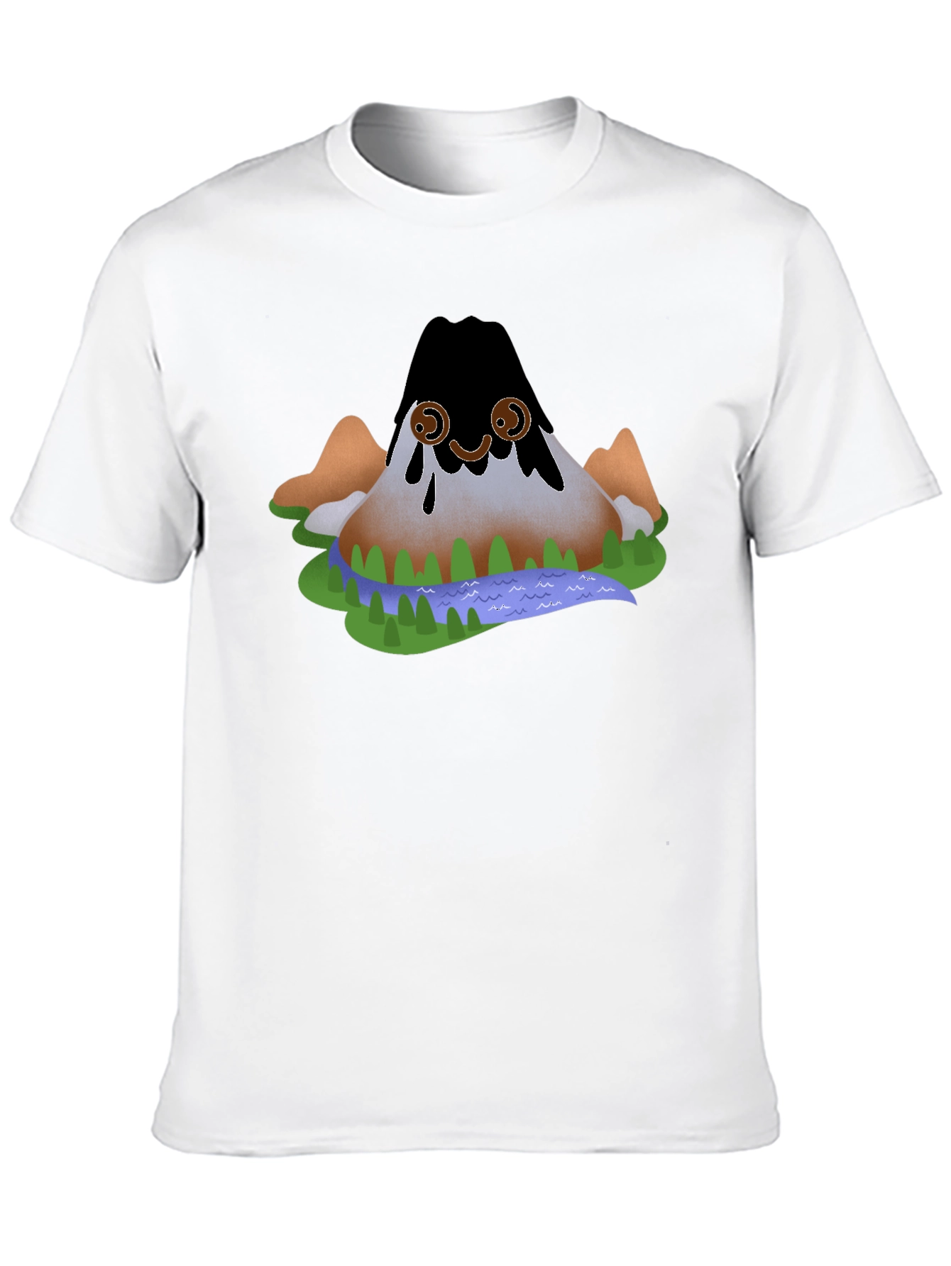 Cartoon Volcano Black T-Shirt