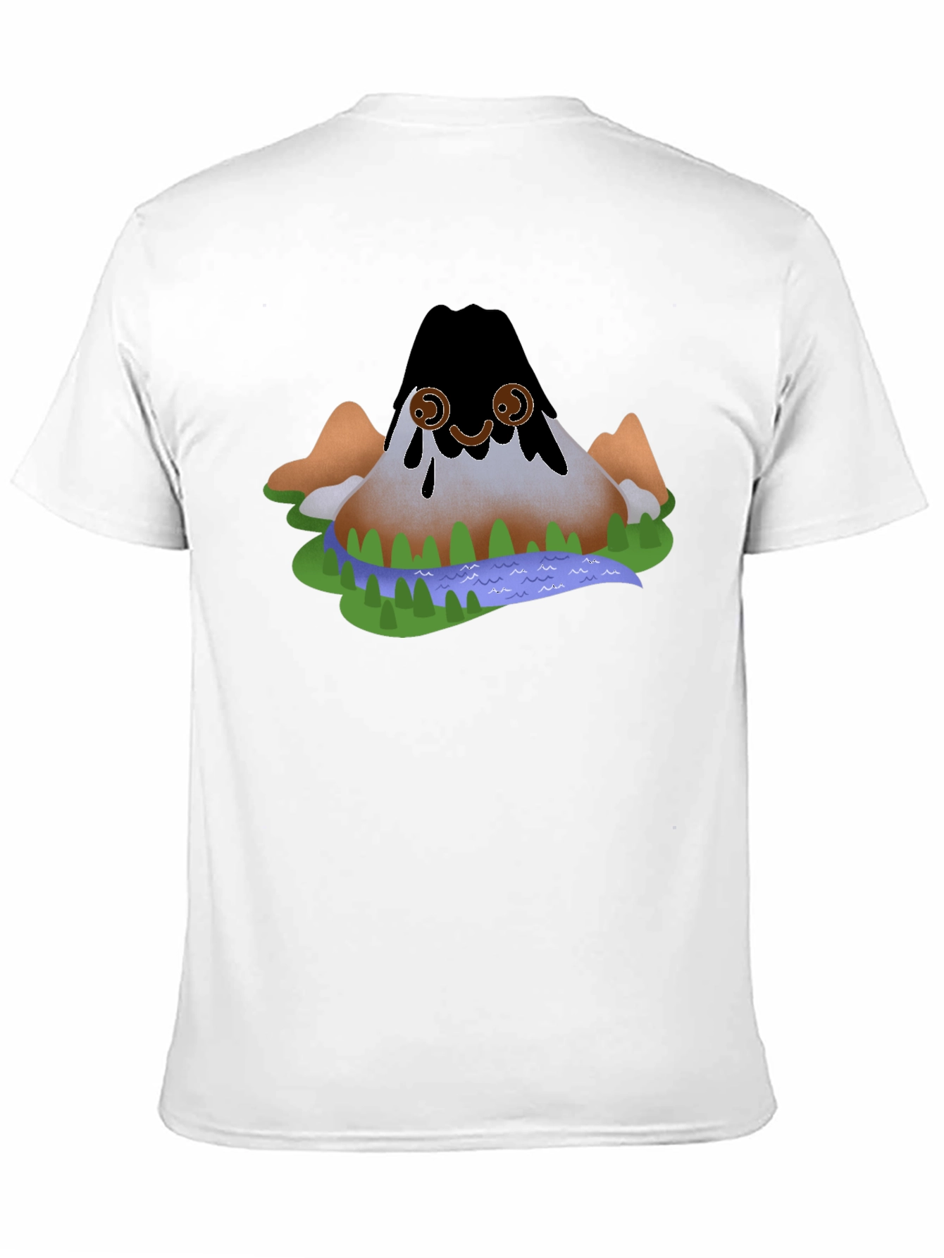 Cartoon Volcano Black T-Shirt