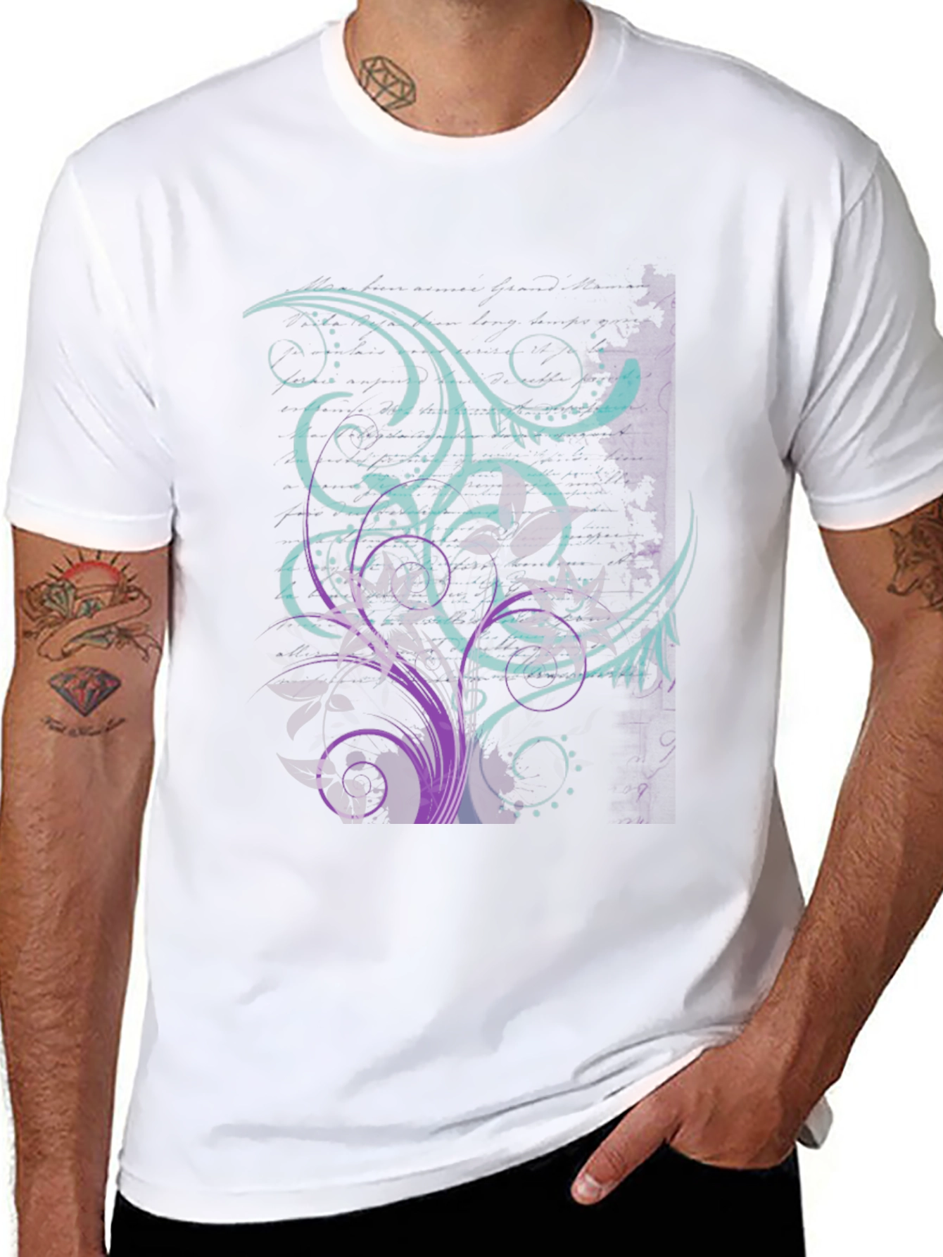 Floral Swirl Graphic Tee - Black
