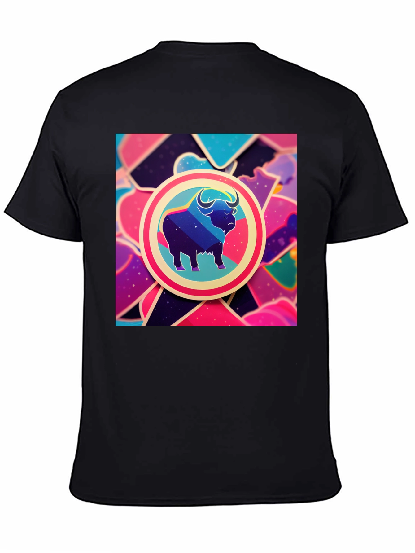 Galaxy Bull Graphic Tee - Trendy Mens Black T-Shirt