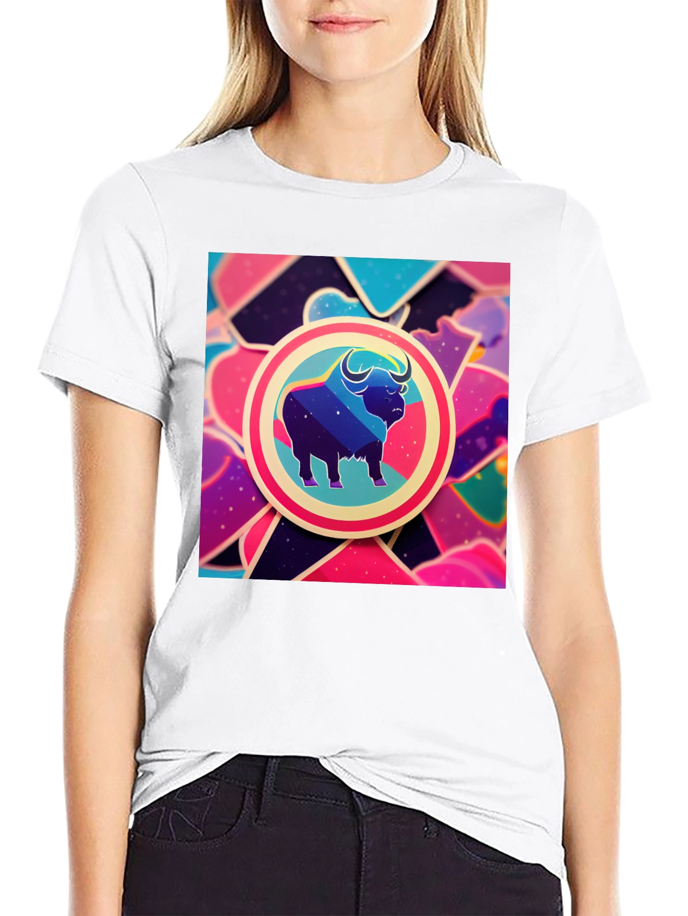 Galaxy Bull Graphic Tee - Trendy Mens Black T-Shirt