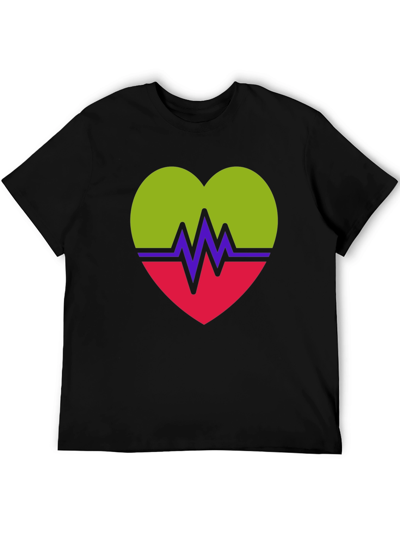 Heartbeat Heart Graphic Tee - Casual Crew Neck T-Shirt