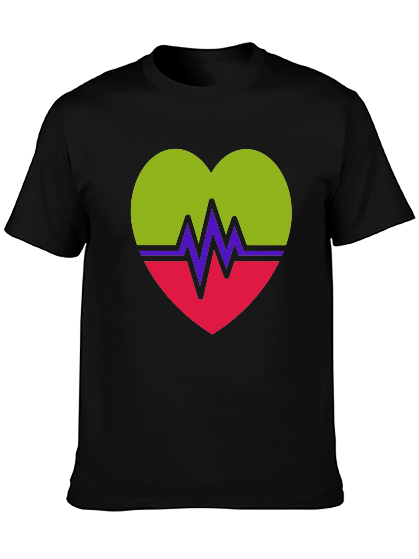 Heartbeat Heart Graphic Tee - Casual Crew Neck T-Shirt
