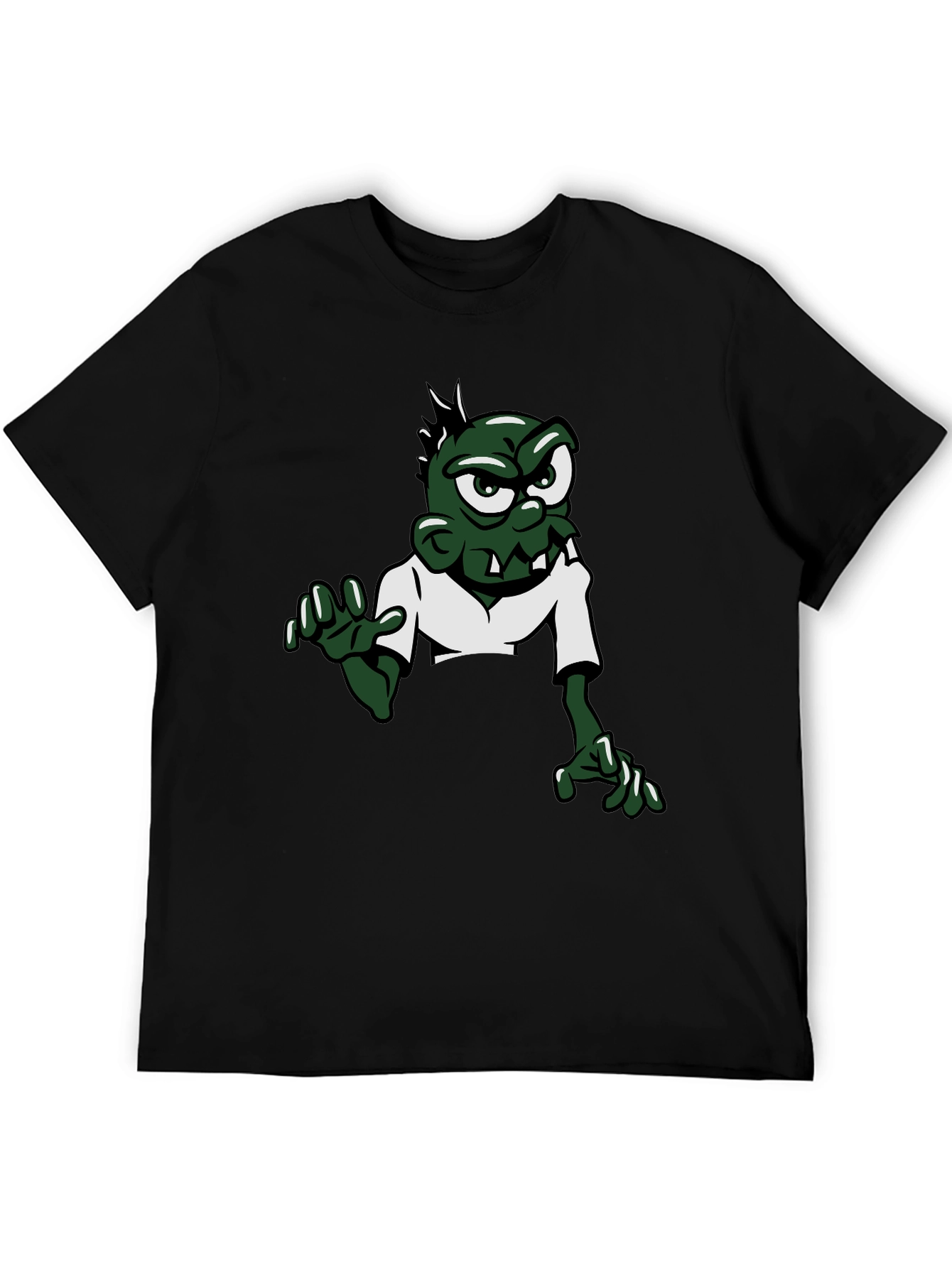 Cartoon Zombie Graphic Tee - Black Short Sleeve