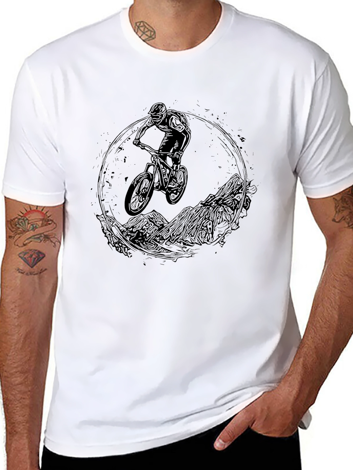 Mountain Bike Rider Graphic Tee - Black