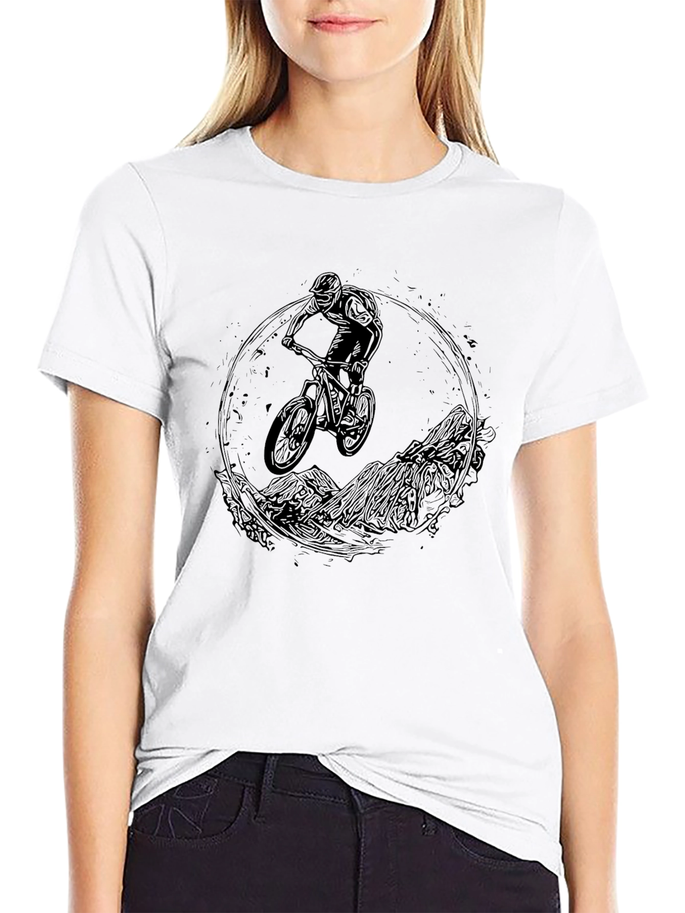 Mountain Bike Rider Graphic Tee - Black