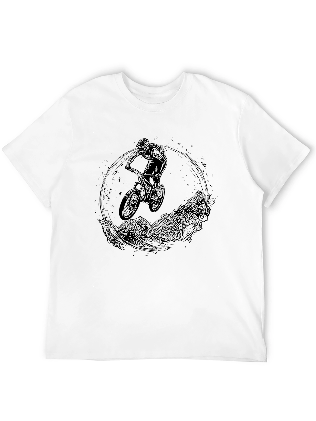 Mountain Bike Rider Graphic Tee - Black