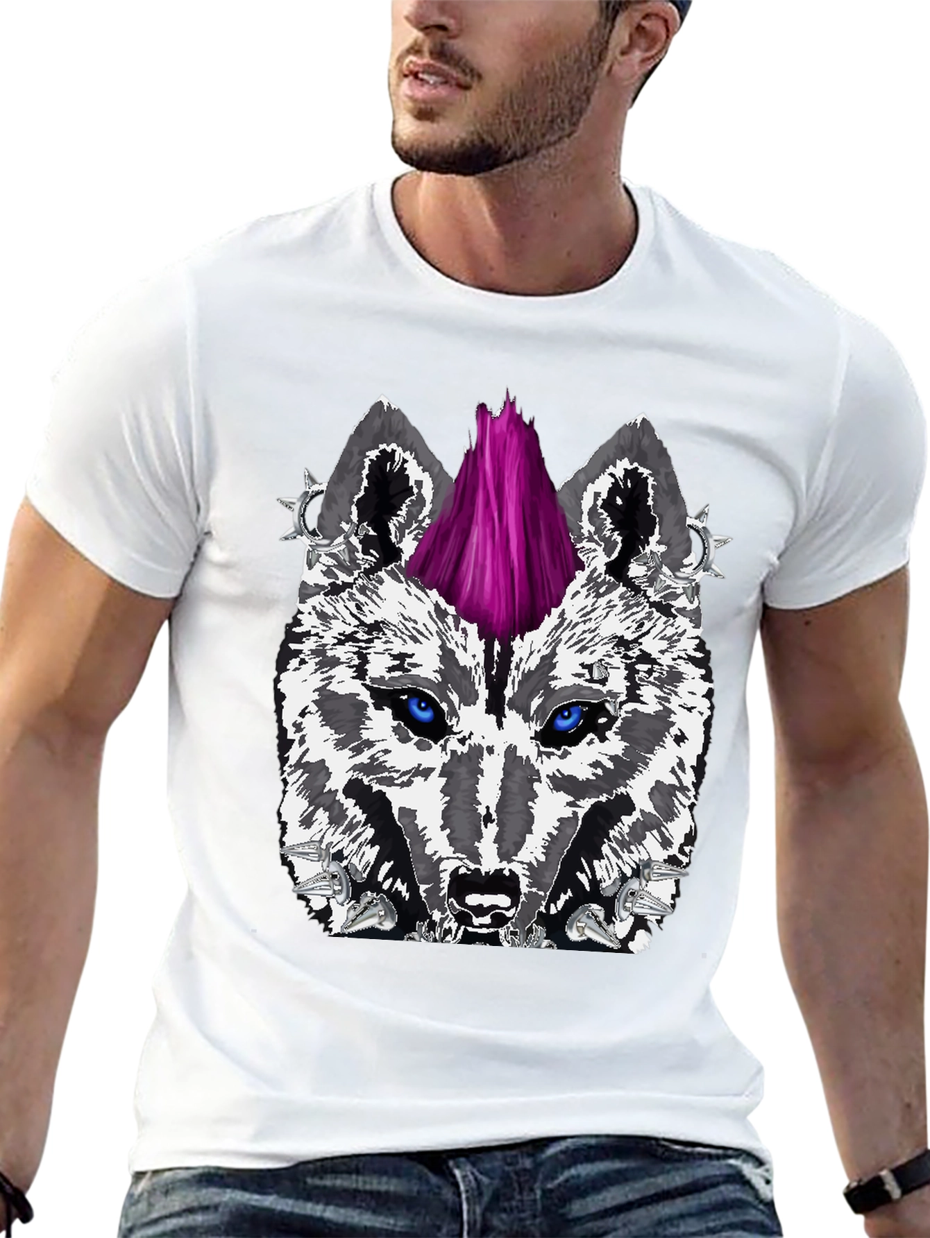 Wolf Punk Graphic Tee - Black