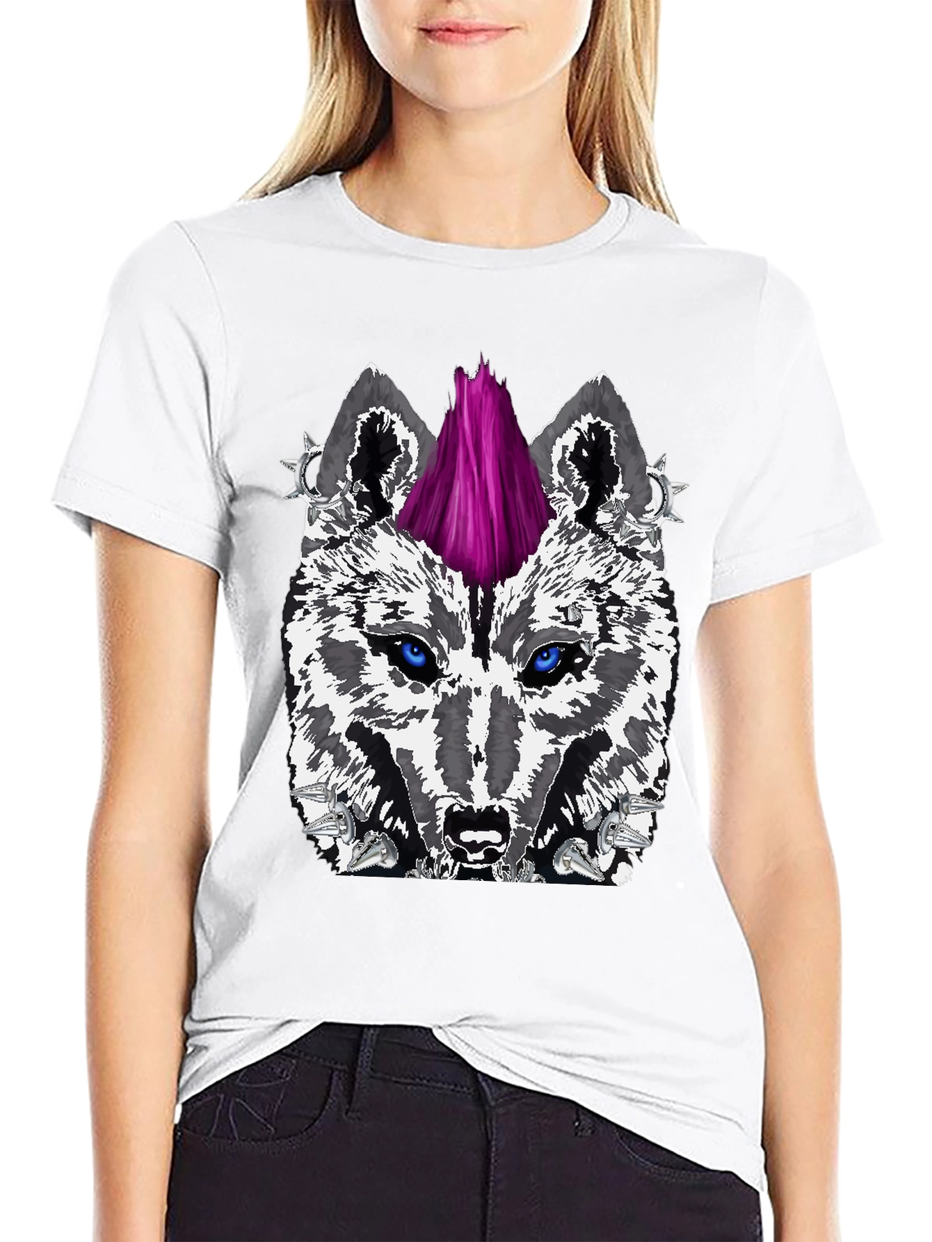 Wolf Punk Graphic Tee - Black