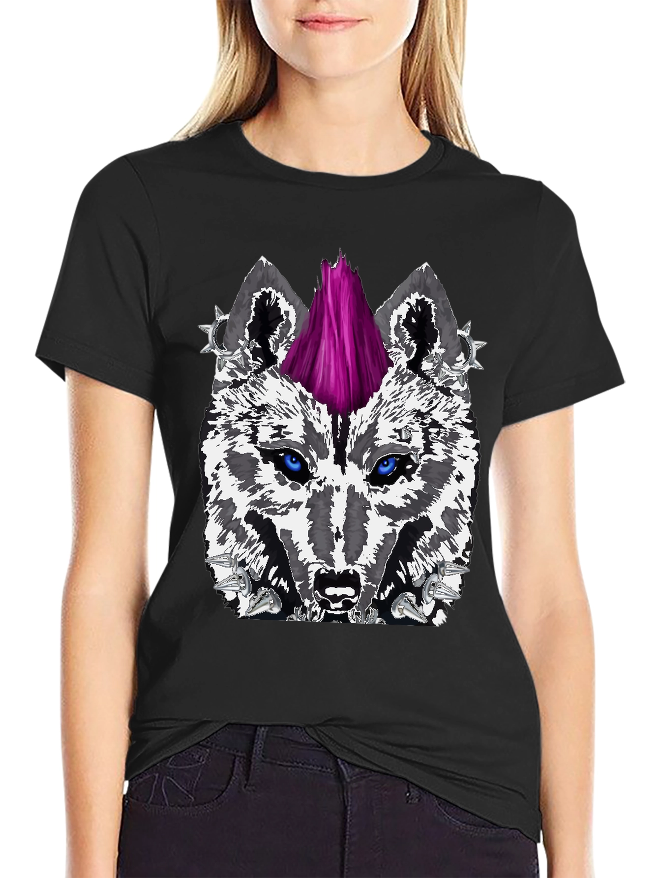 Wolf Punk Graphic Tee - Black