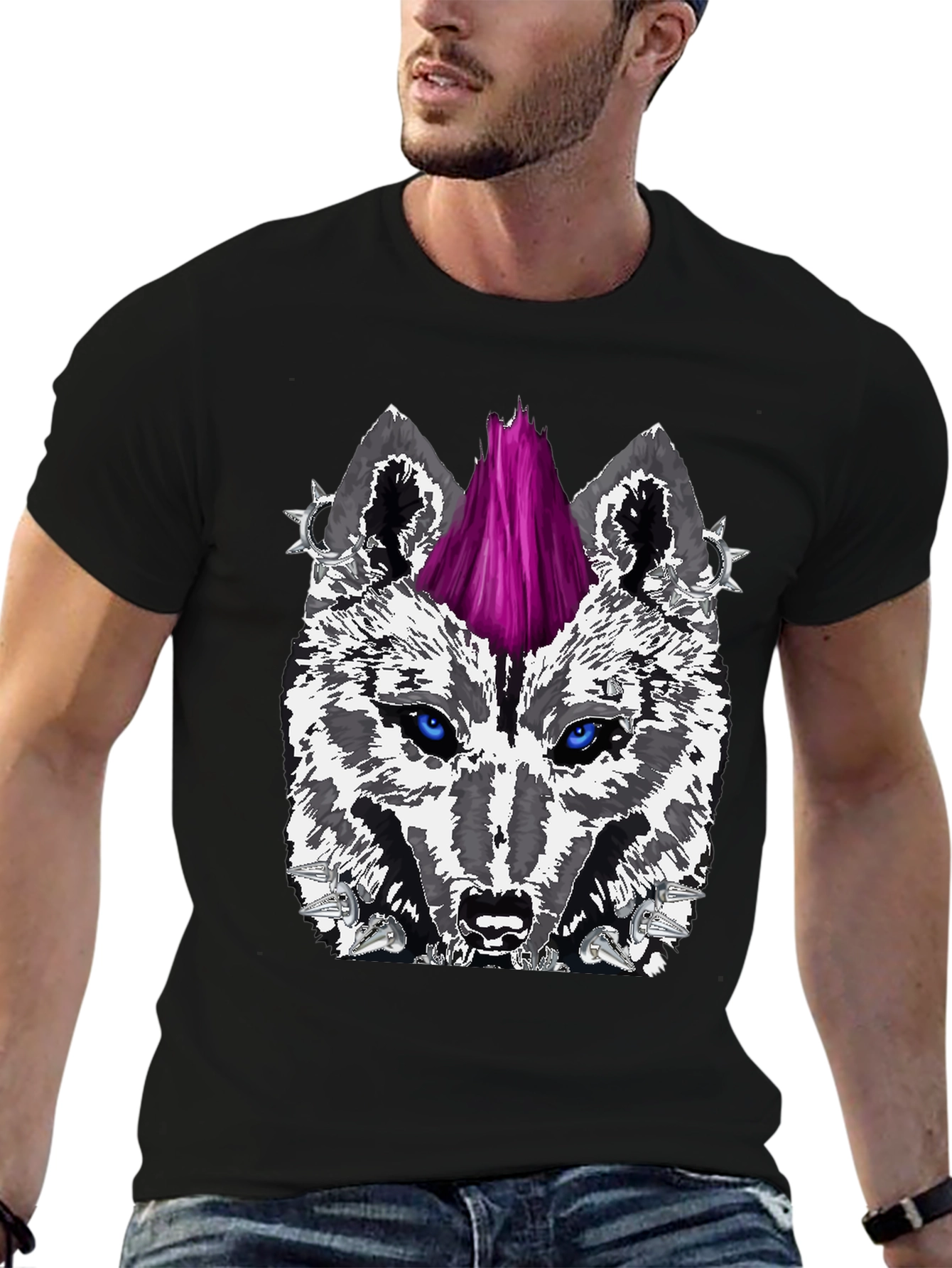 Wolf Punk Graphic Tee - Black