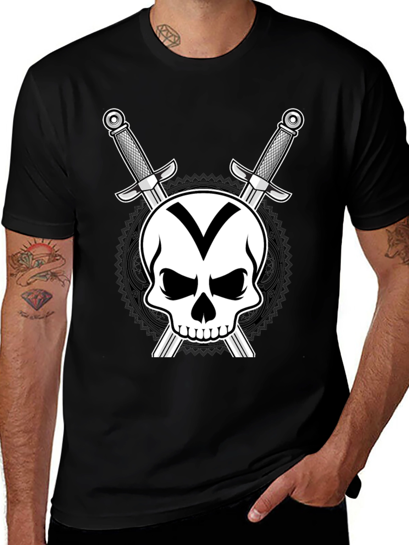 Skull & Swords Graphic T-Shirt - Black