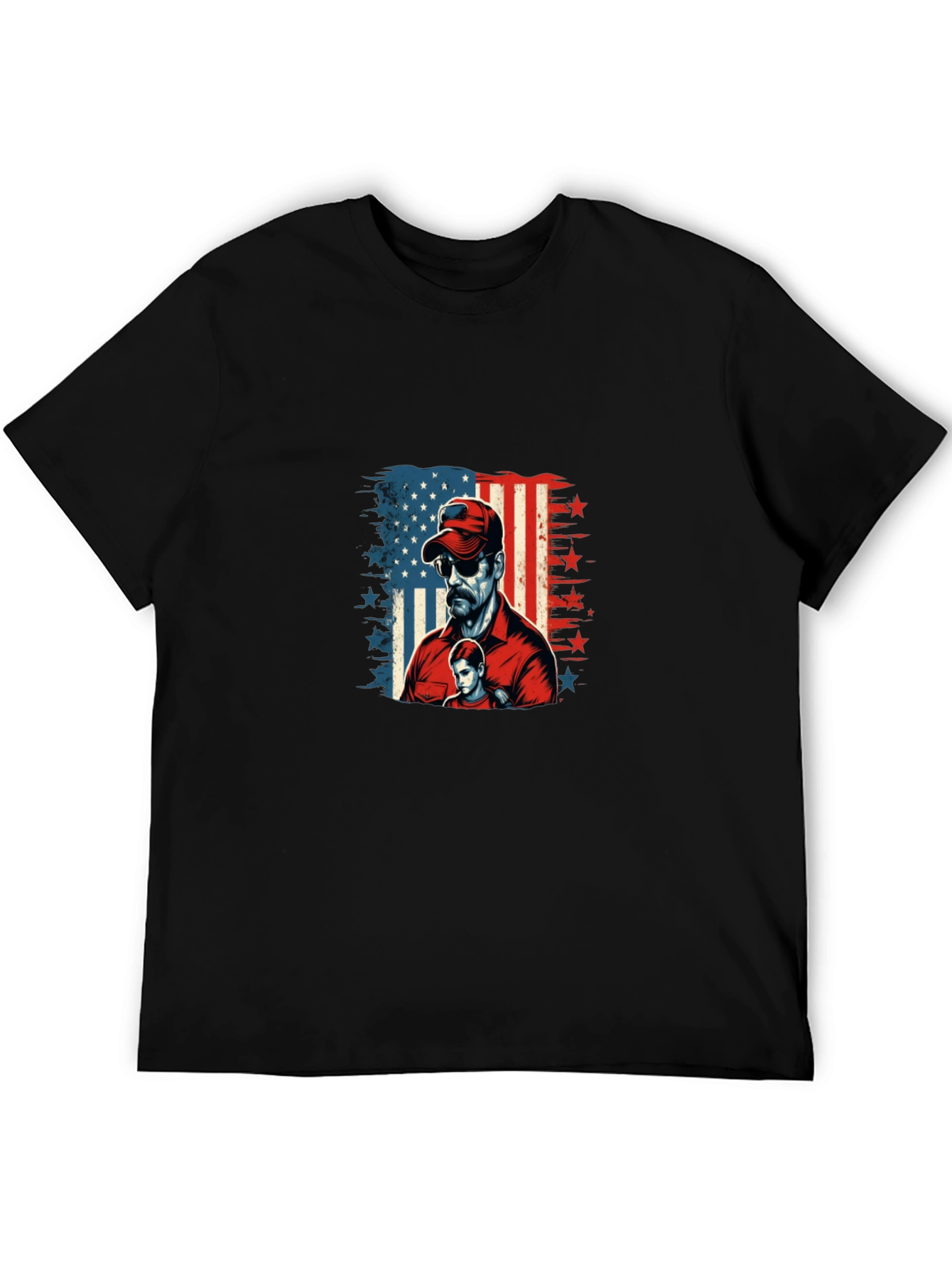 Patriotic Dad & Son Graphic Black Tee