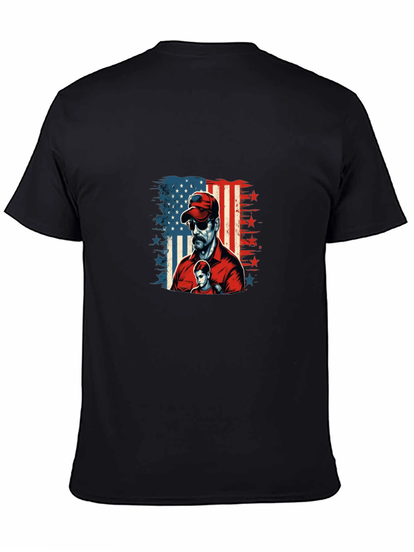Patriotic Dad & Son Graphic Black Tee