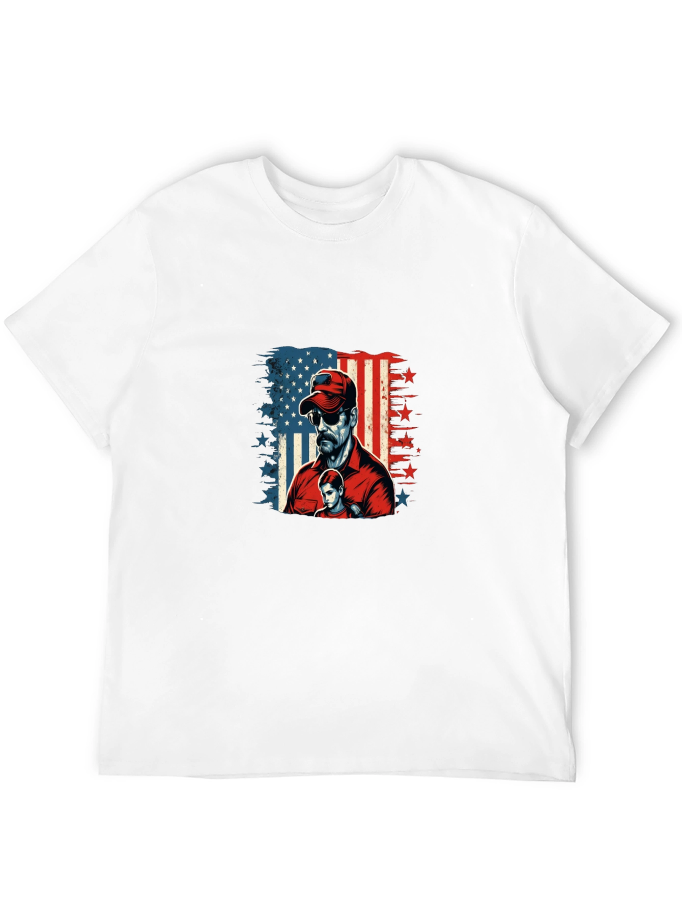 Patriotic Dad & Son Graphic Black Tee