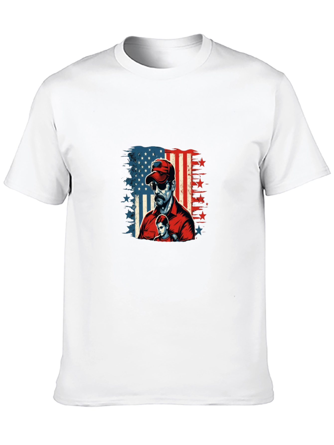Patriotic Dad & Son Graphic Black Tee