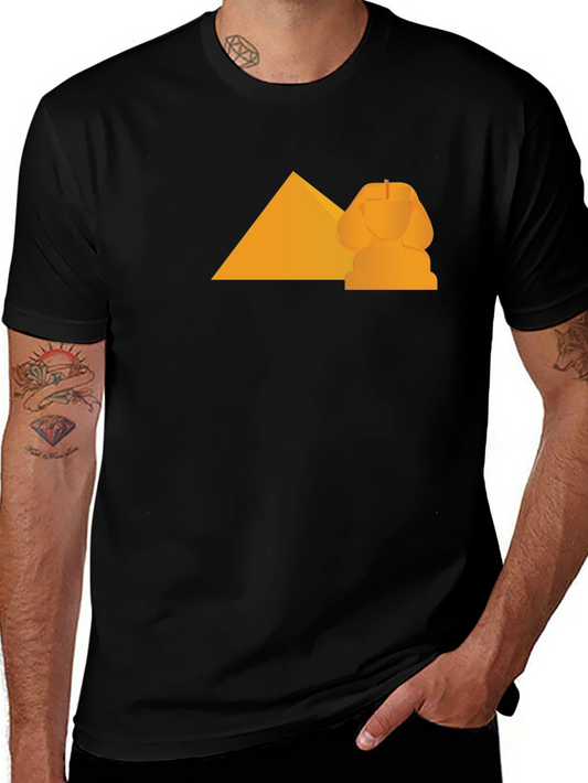 Egyptian Pyramid Sphinx Graphic Tee - Black