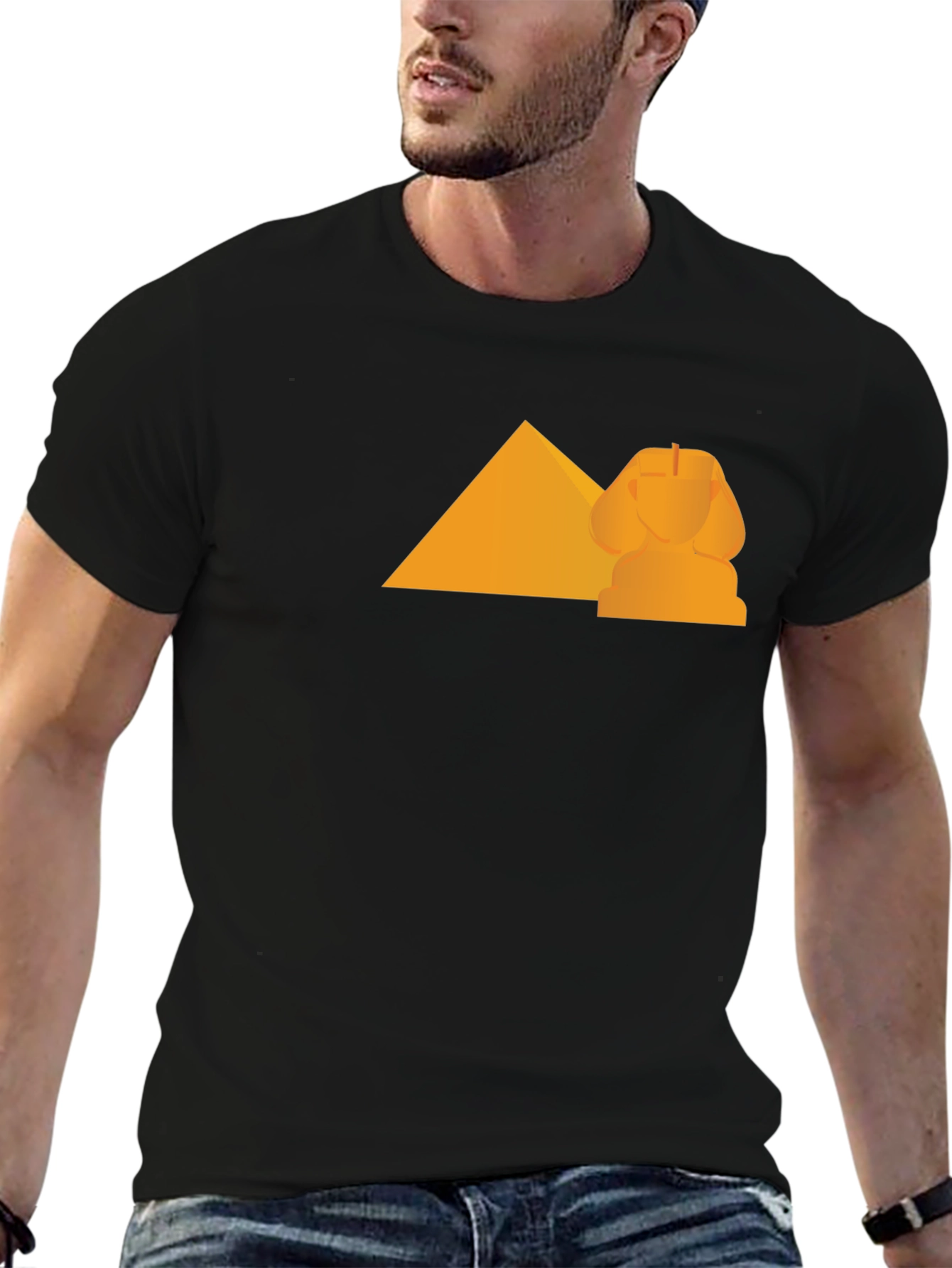 Egyptian Pyramid Sphinx Graphic Tee - Black