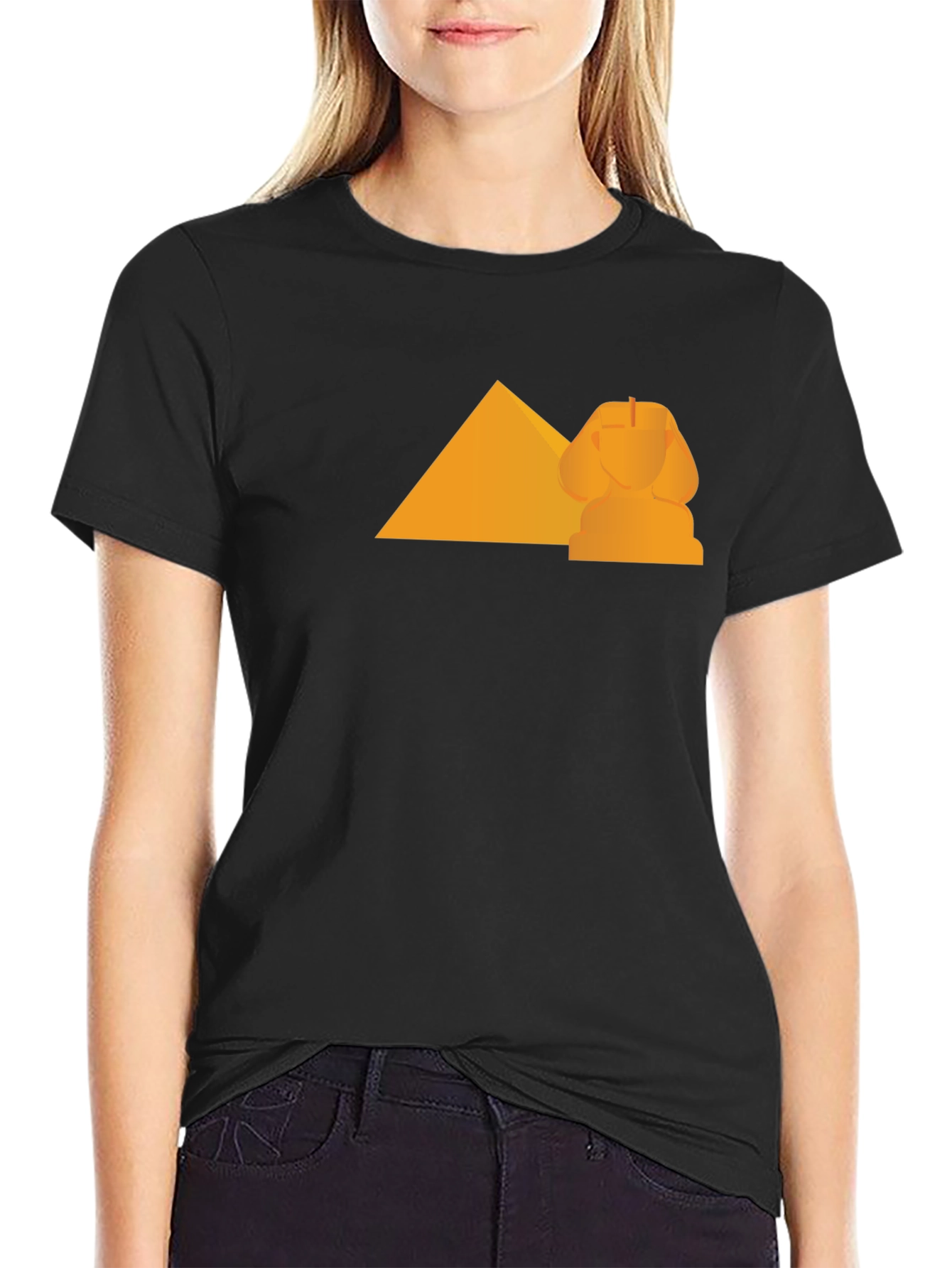 Egyptian Pyramid Sphinx Graphic Tee - Black