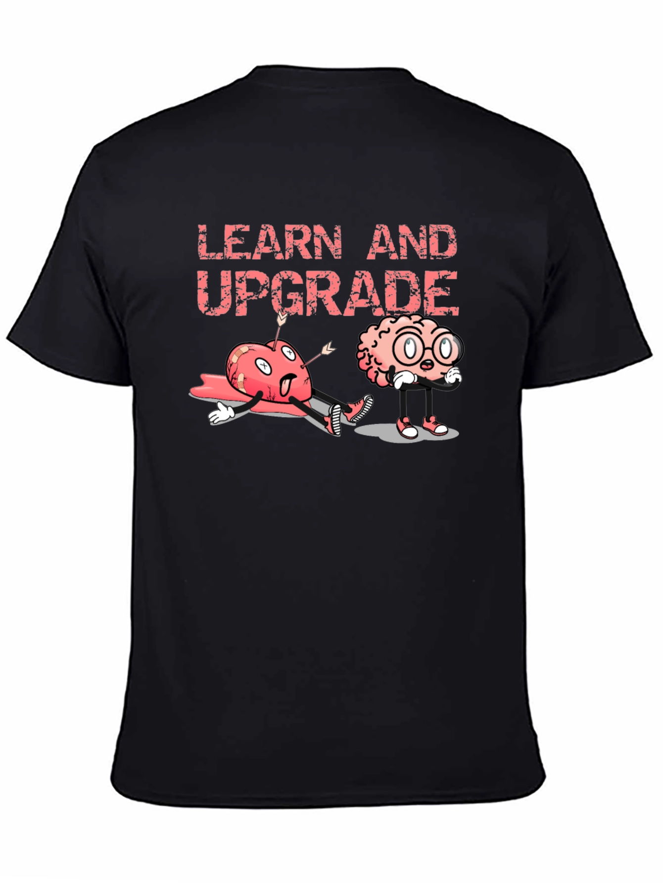 Learn and Upgrade Graphic Tee - Black Cotton T-Shirt